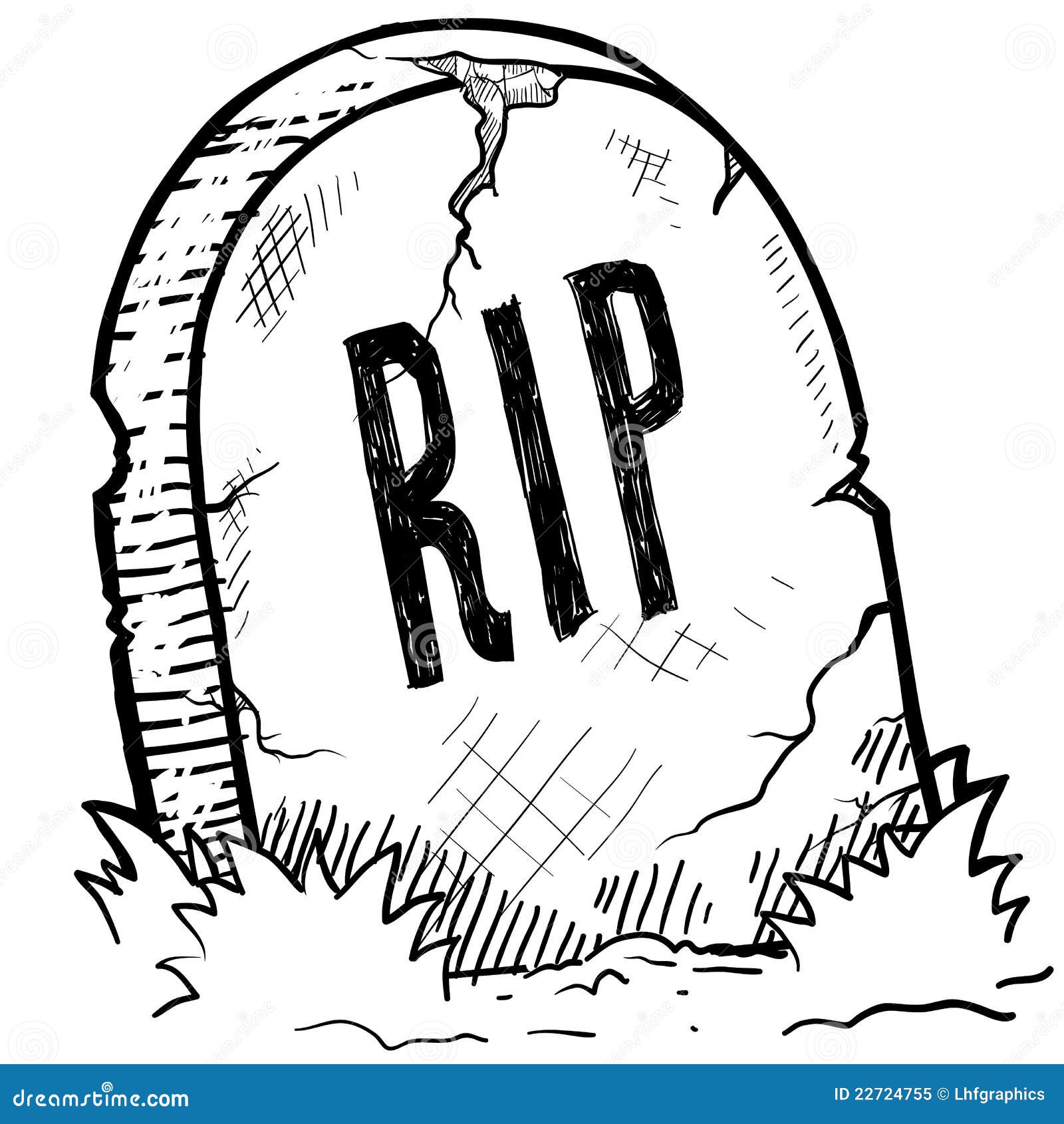 Rest in Peace grave sketch stock vector. Illustration of decoration