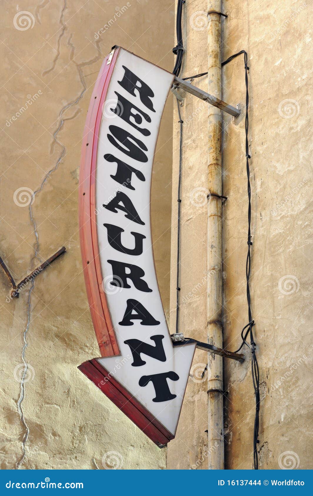 Restaurant arrow sign stock photo. Image of sign, ochre 16137444