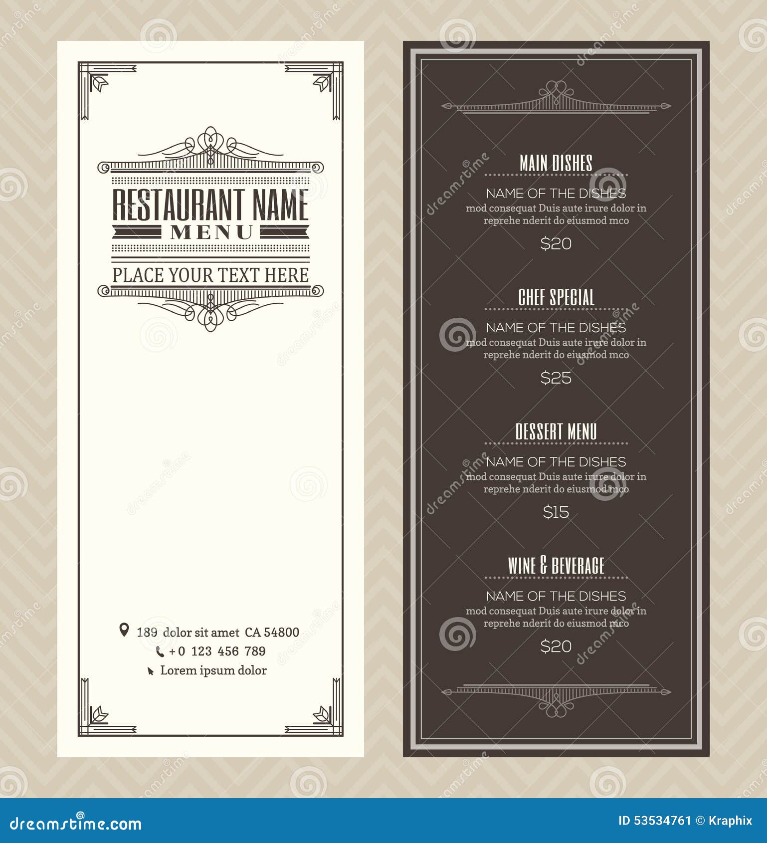 Restaurant Or Cafe Menu Design Template With Vintage Retro 