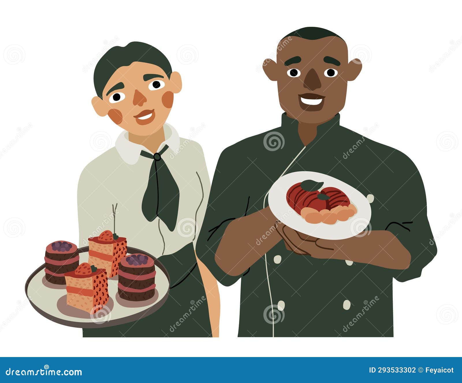 Restaurant and Cafe Workers in Uniform. Vector Illustration. Stock