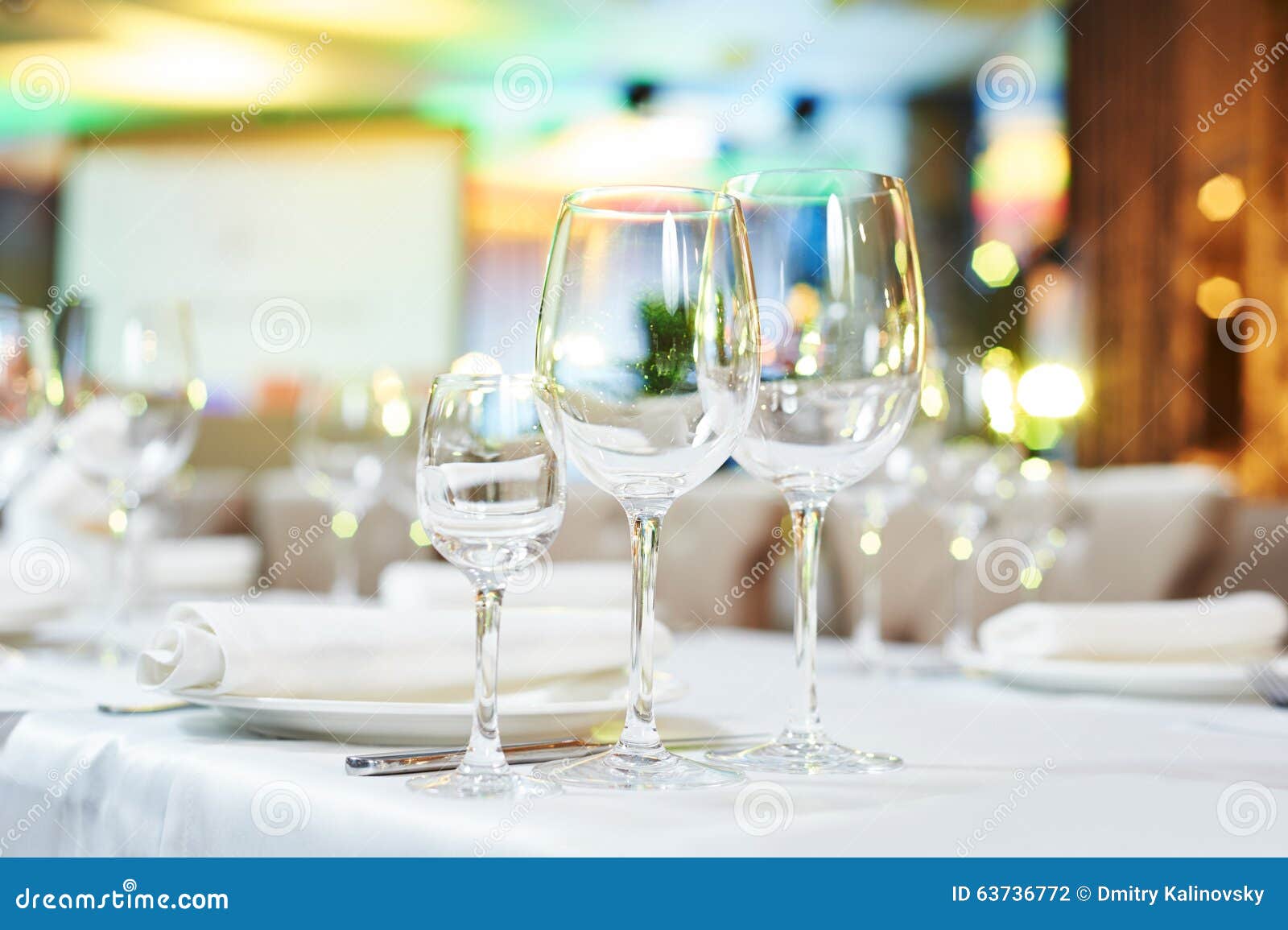 Restaurant Catering Table with Glassware Stock Photo Image of goblet