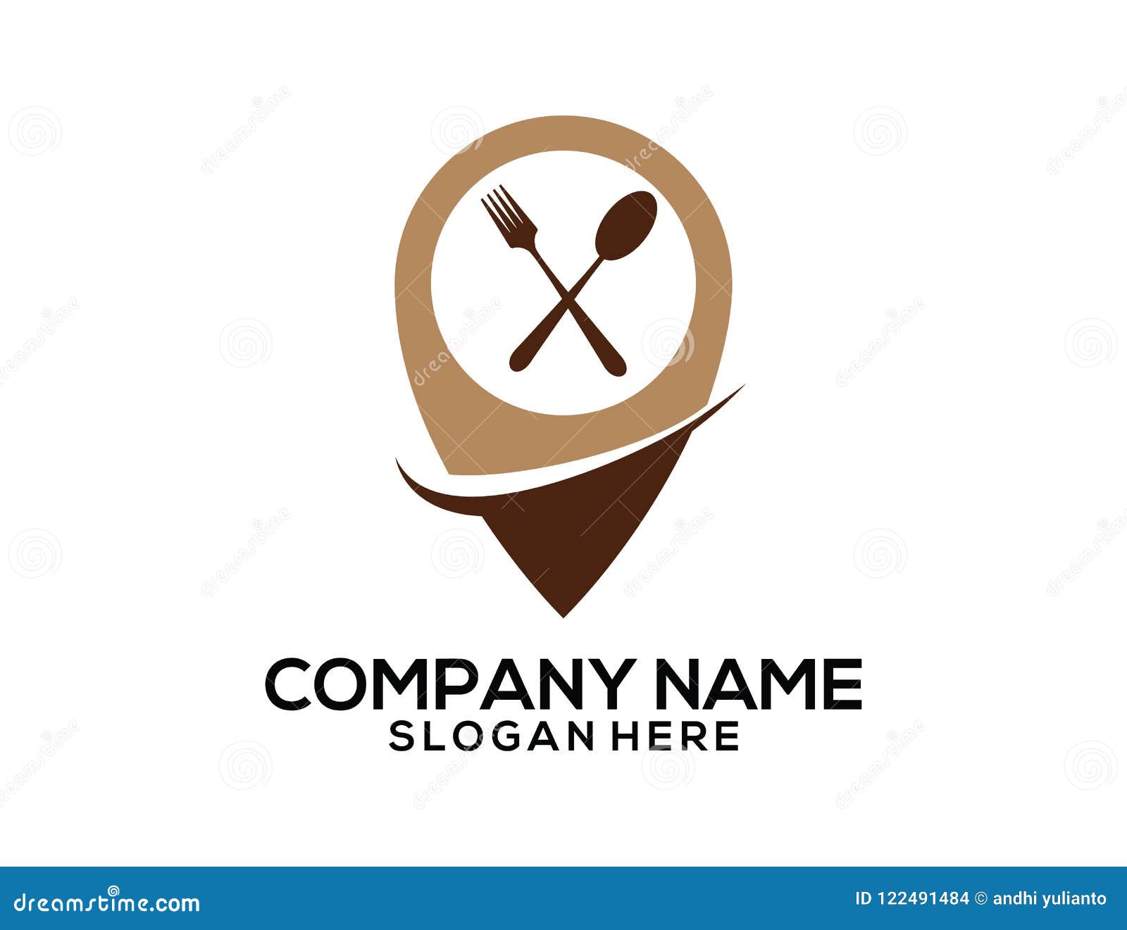 Restaurant Eatery Gps Location Pointer Vector Icon Logo Design