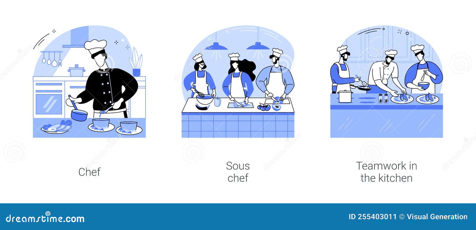 Restaurant Kitchen Work Isolated Cartoon Vector Illustrations Se Stock