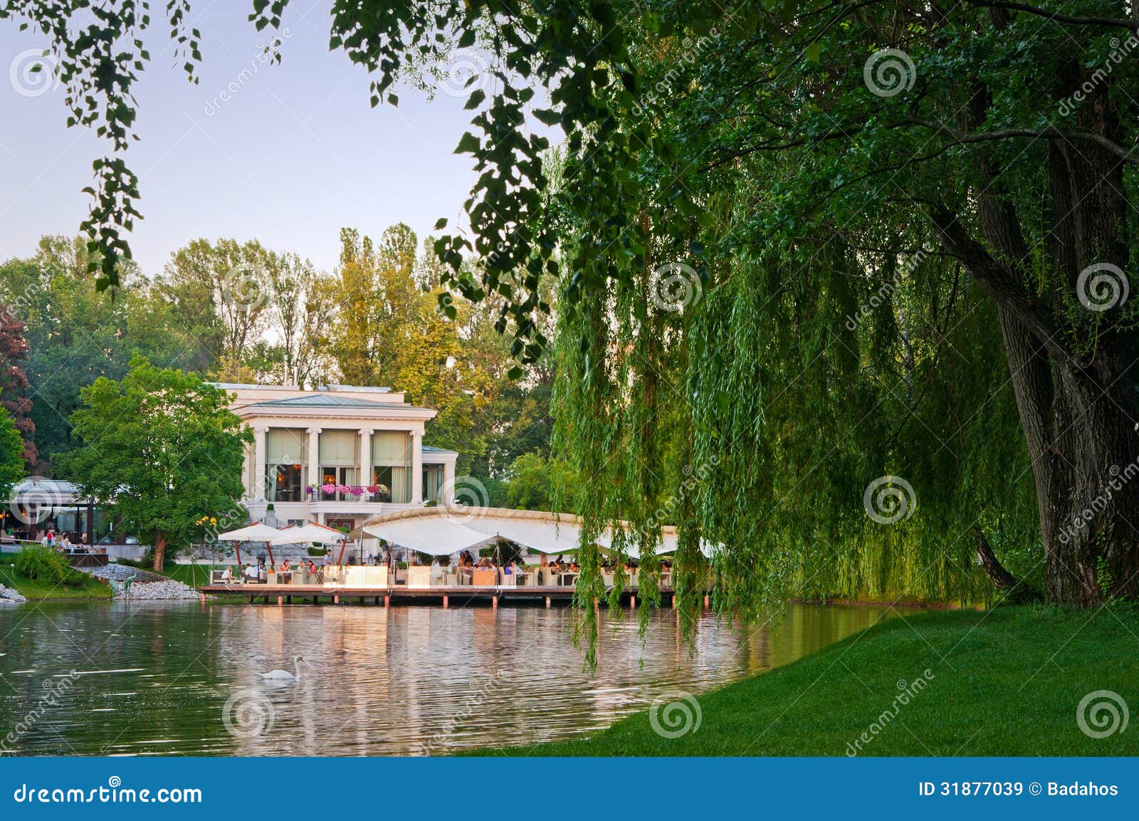 Restaurant on the lake stock image. Image of europe, building 31877039