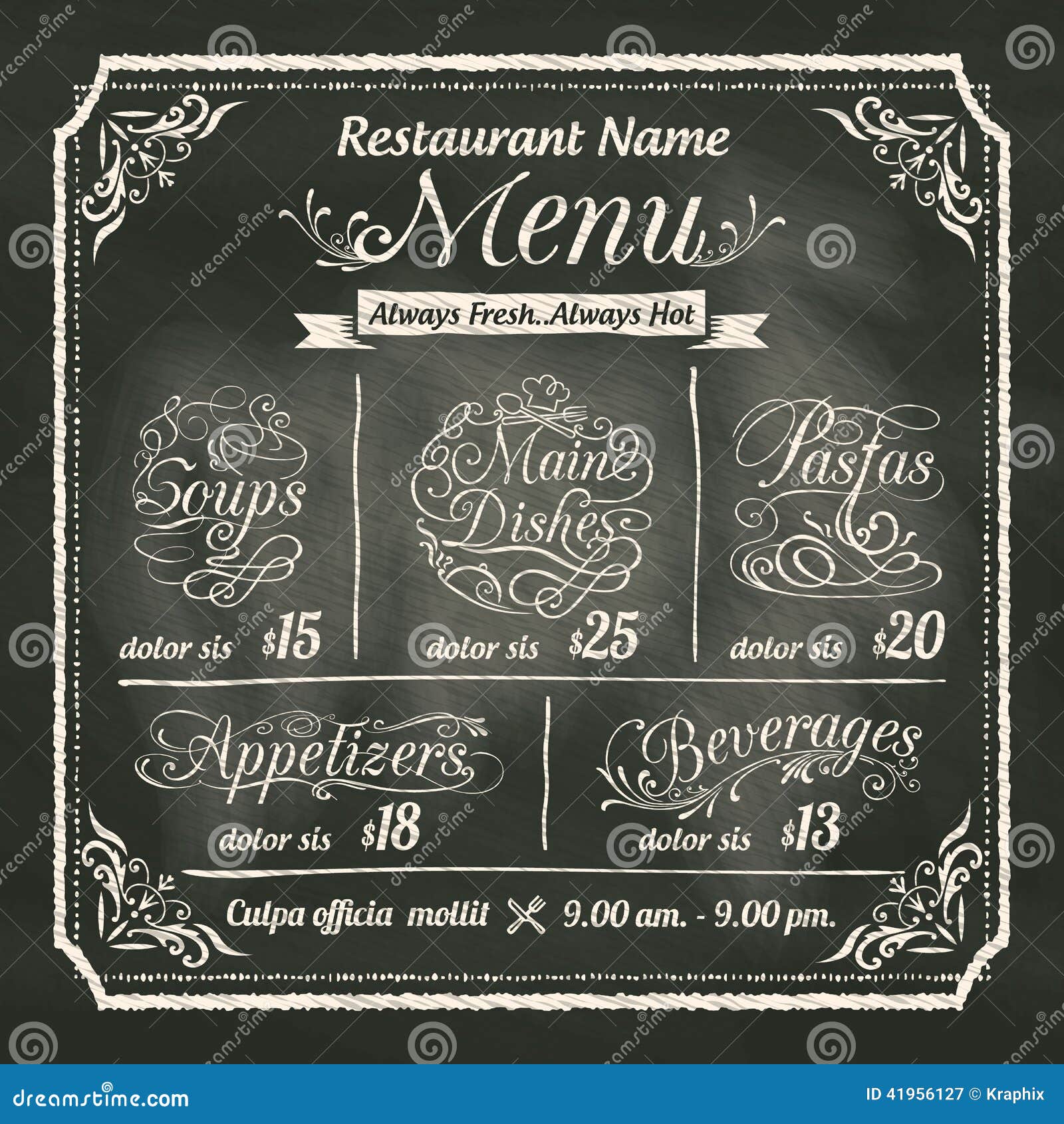 Restaurant Lebensmittel Menu Design Mit Tafel Hintergrund Stock Abbildung Illustration Von Hintergrund Menu
