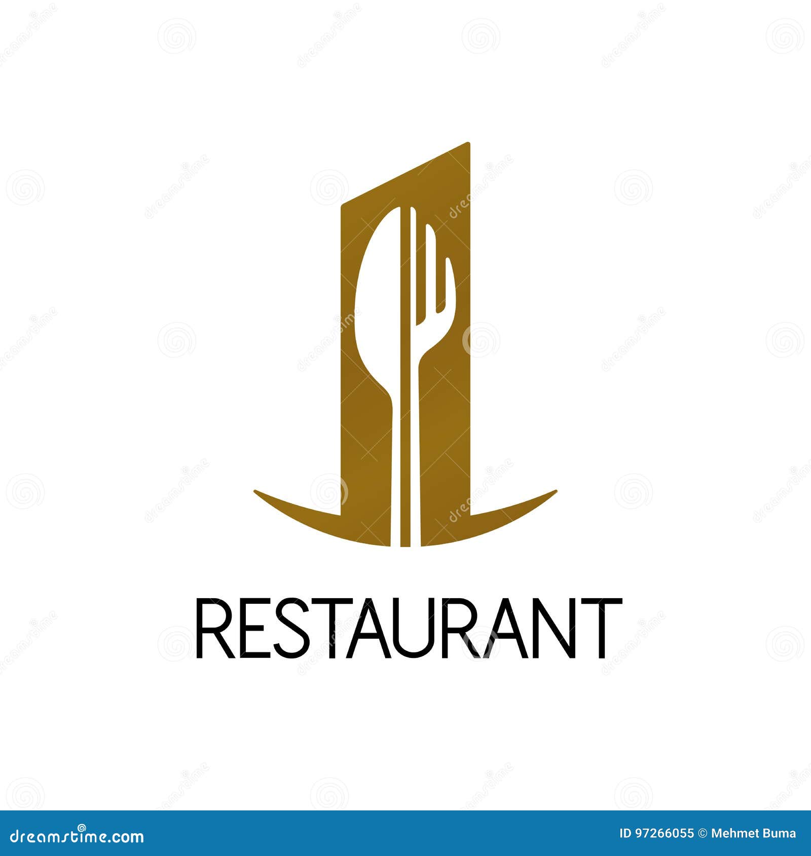 Restaurant Logo Design, Fork and Knife Shape, Isolated Stock Vector