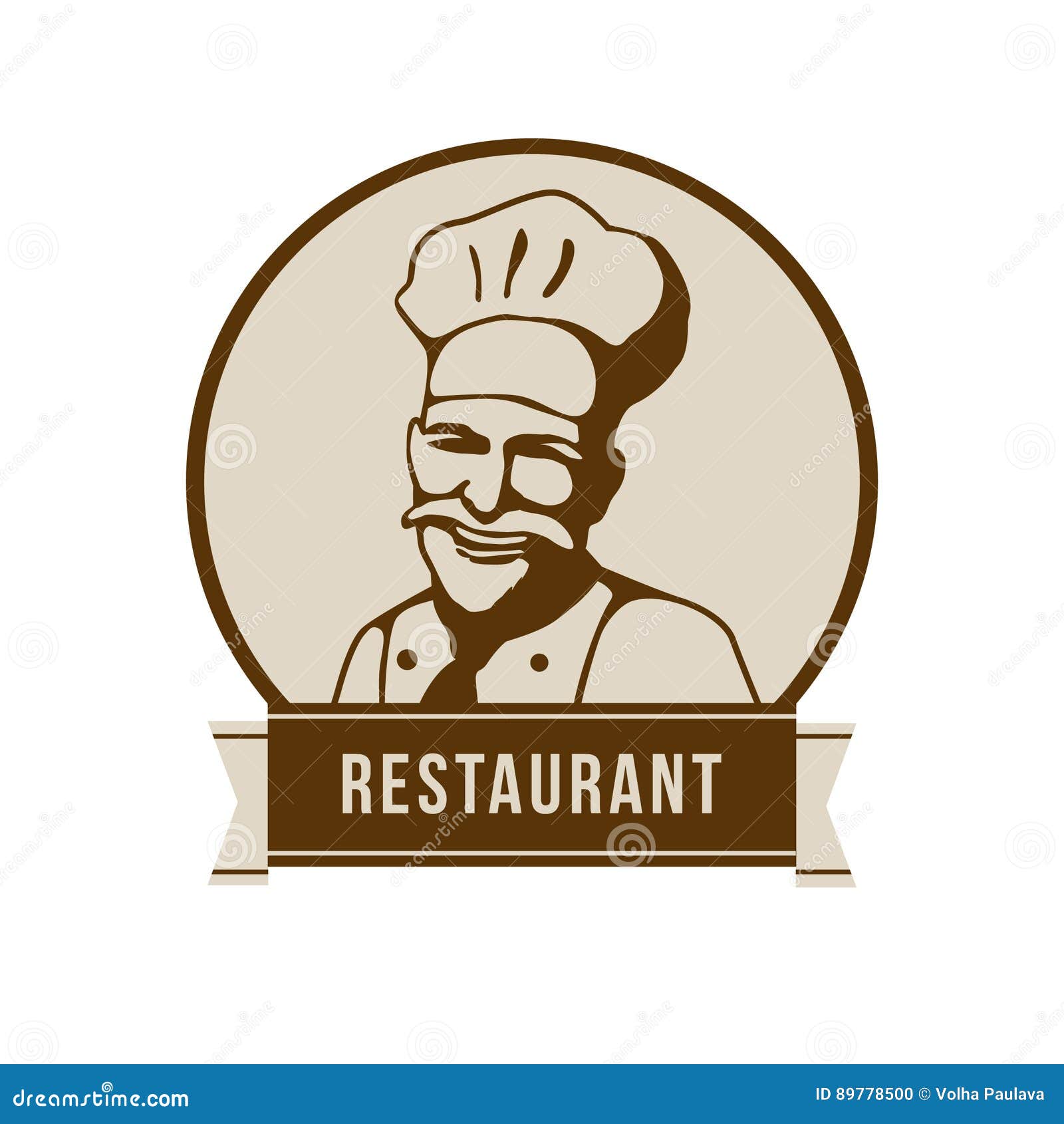 Restaurant Logo with Face of a Chef. Stock Illustration - Illustration ...