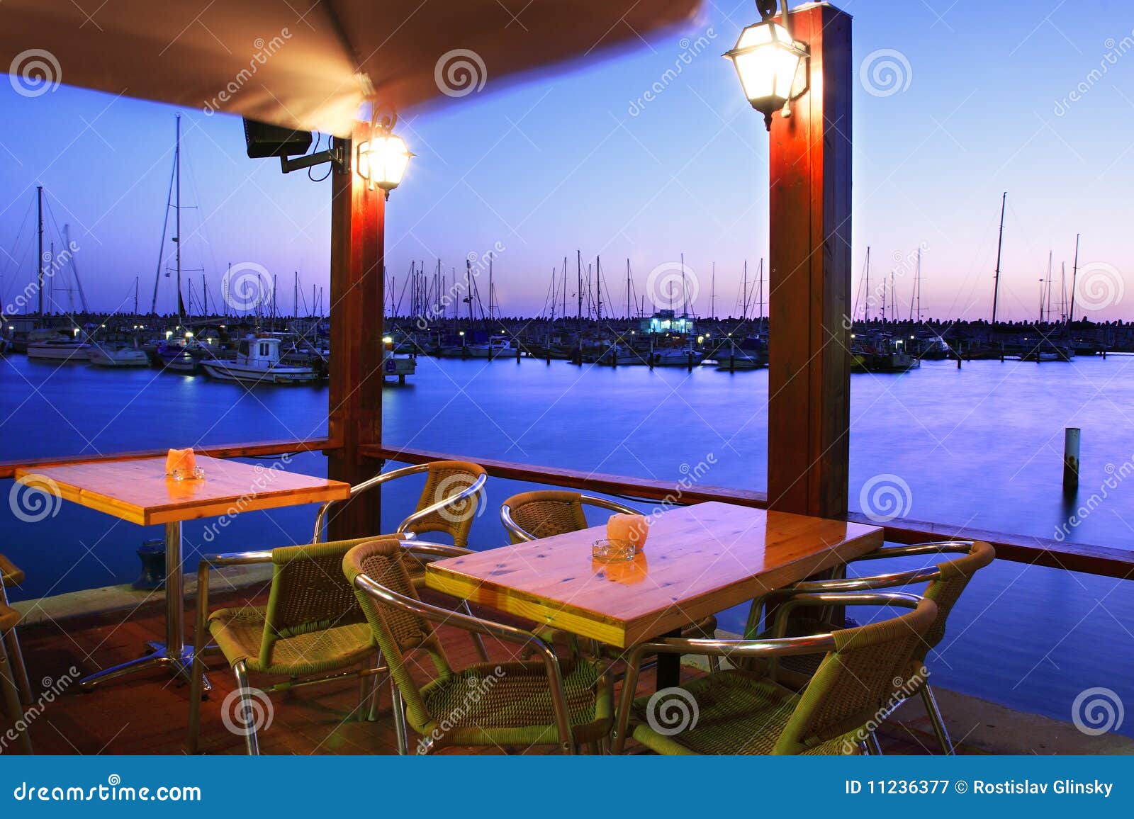 Restaurant on Marina. stock image. Image of sunset, sunrise 11236377