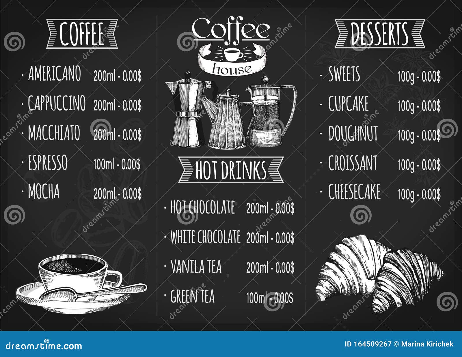 Restaurant Menu Design. Coffee Restaurant Brochure Vector, Coffee For Menu Board Design Templates Free