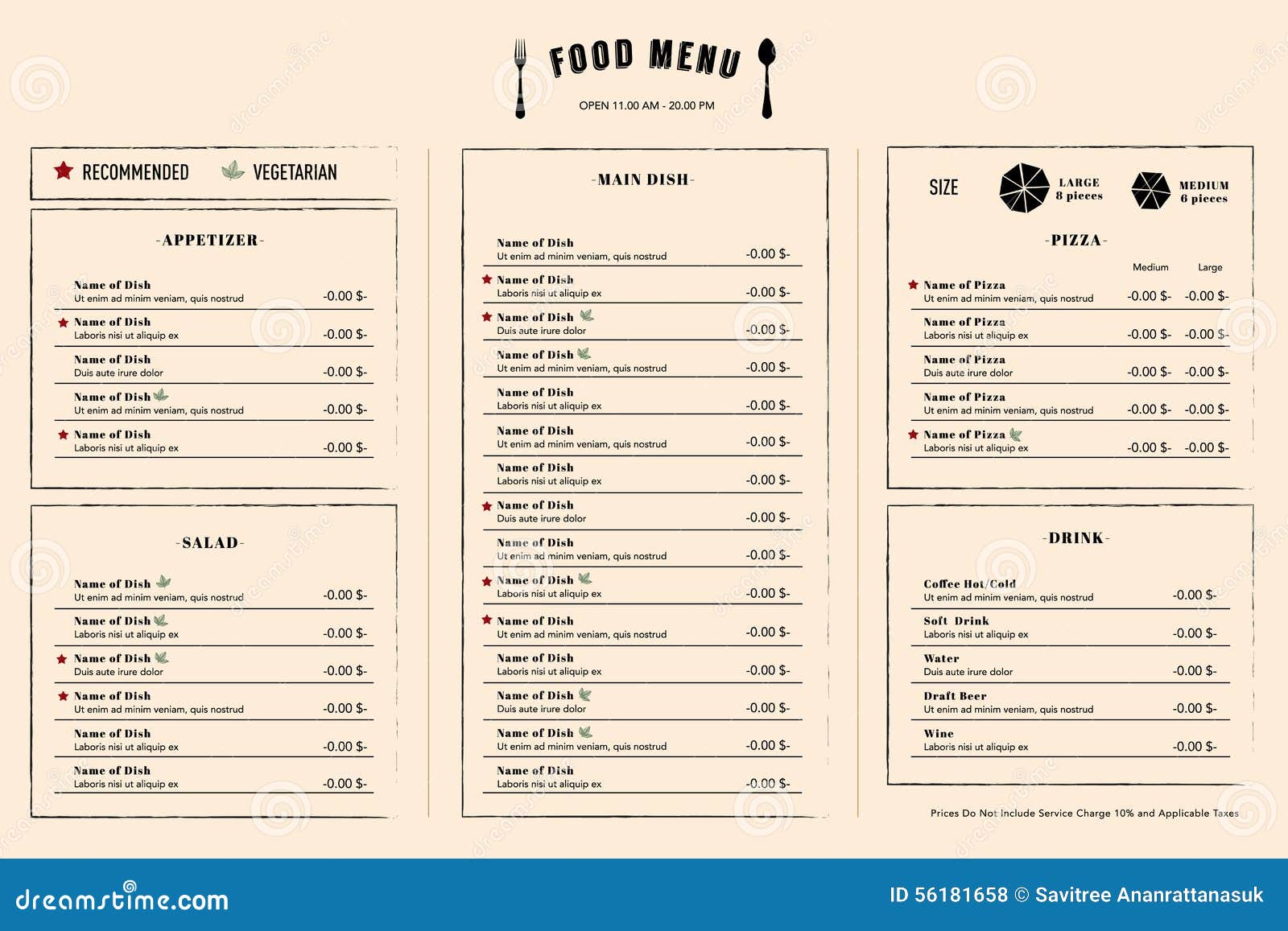 restaurant menu  template layout with logo