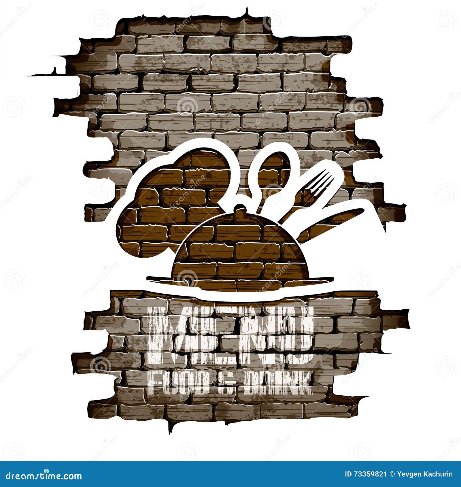 restaurant menu doorway brick wall vector illustration cover template food drink old isolated image 73359821