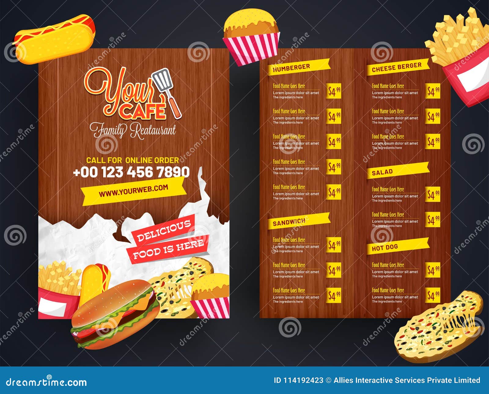 Restaurant Menu Template Design Food Flyer Stock Illustration Illustration Of Chef Infographic