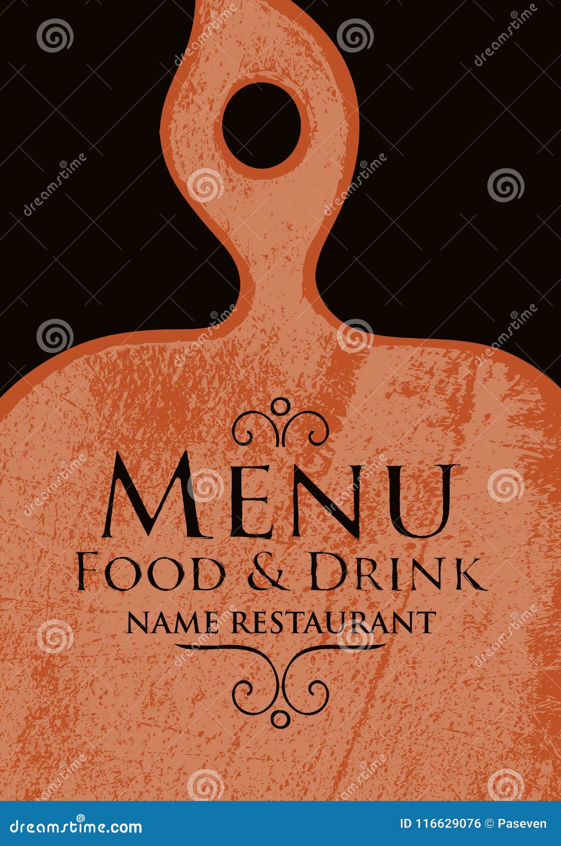 Restaurant Menu with Wooden Cutting Board Stock Vector Illustration of kitchen, cutting 116629076