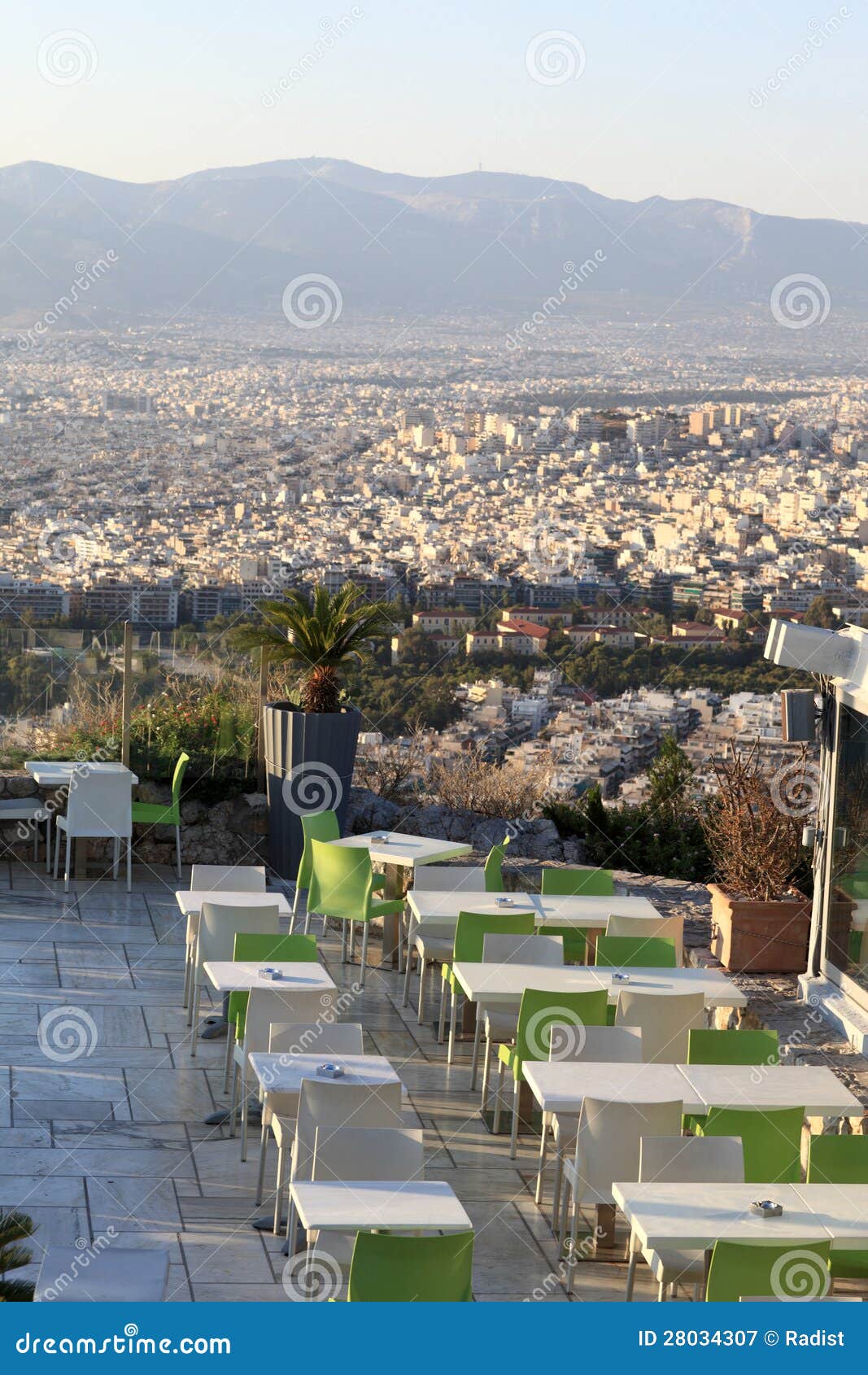 Restaurant on Mount Lycabettus Stock Image Image of mount, tables
