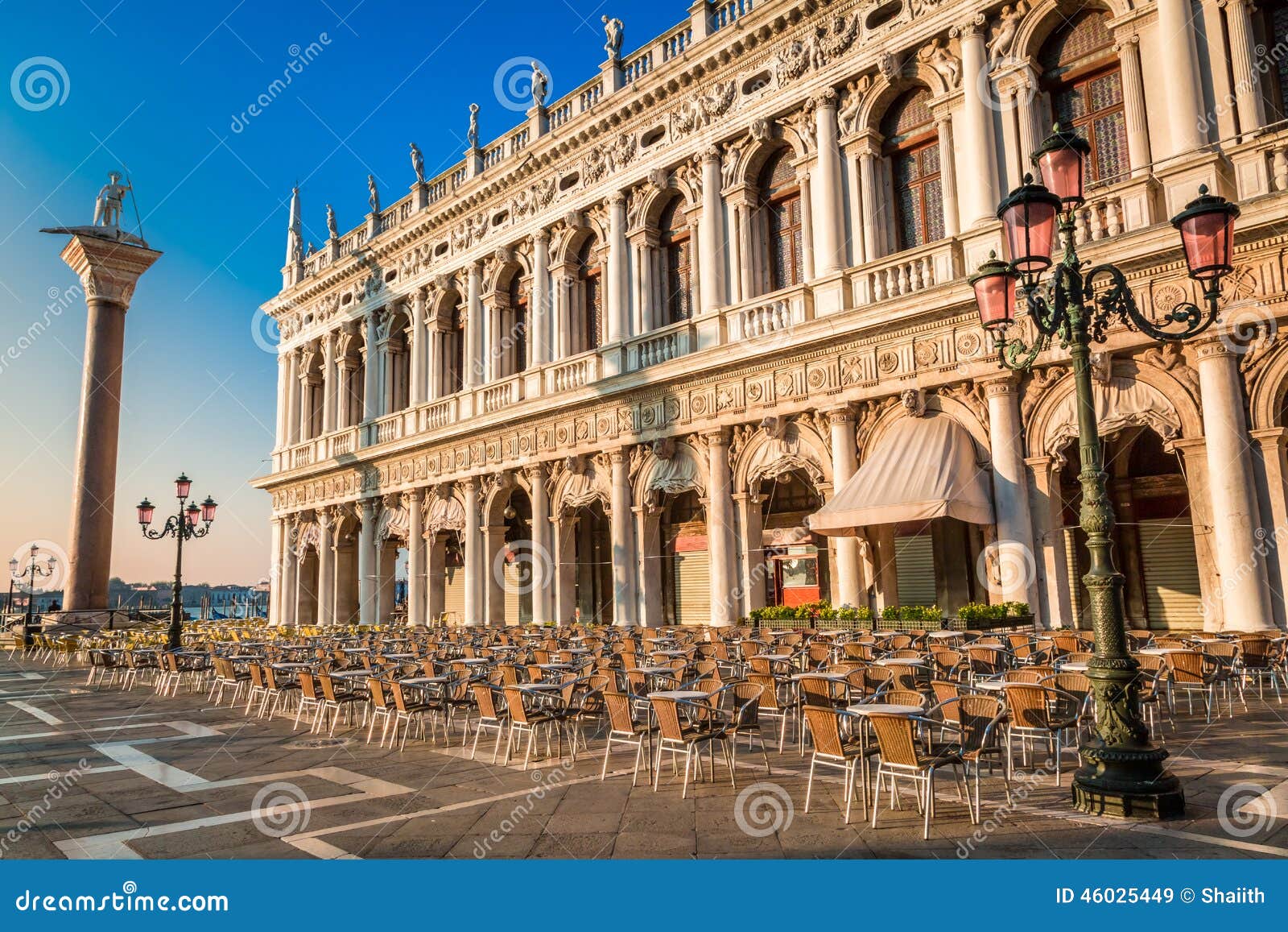 Restaurant before Opening on St. Mark S Square in Venice Stock Image