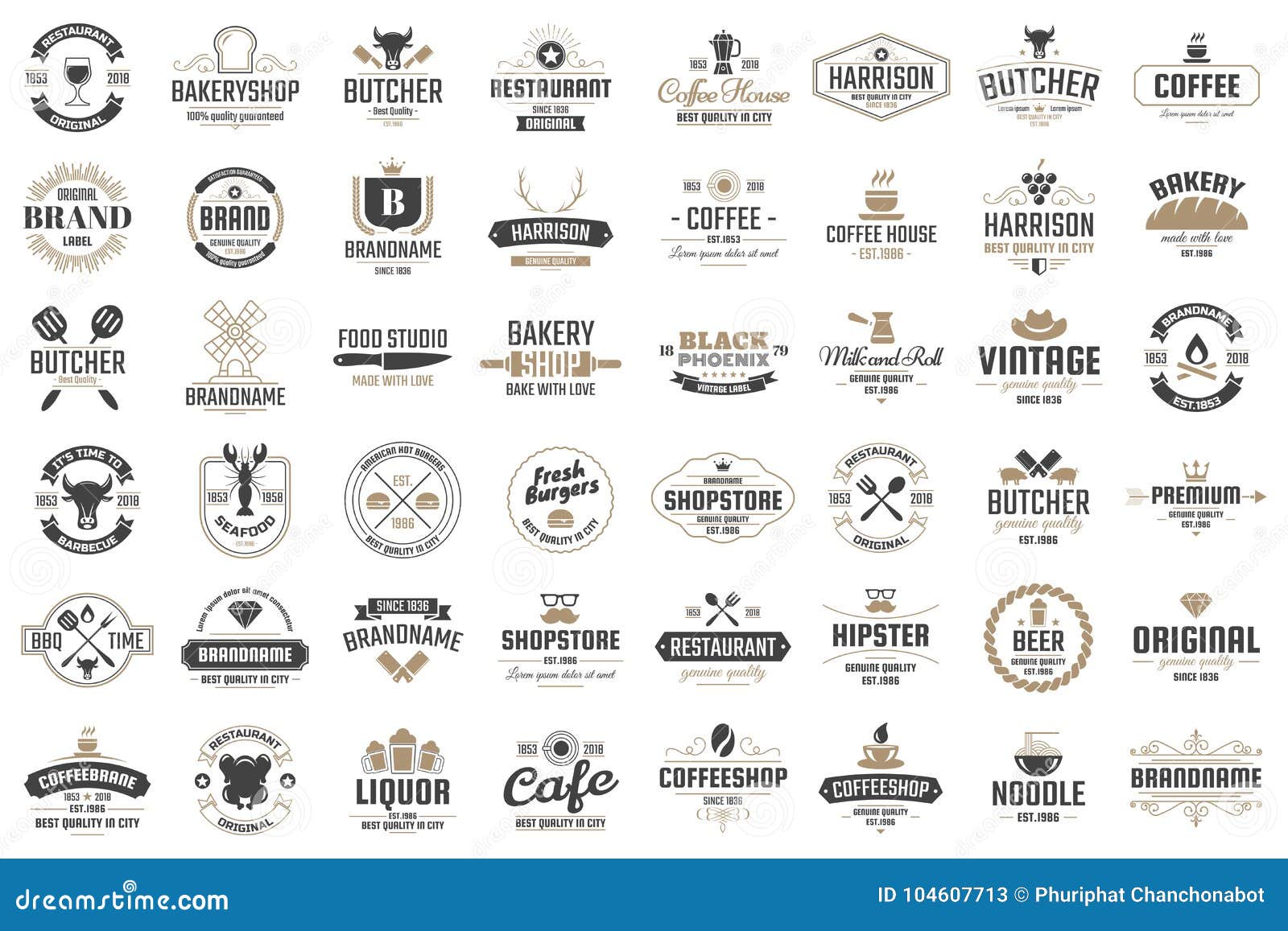 Restaurant Retro Vector Logo for Banner Stock Vector Illustration of