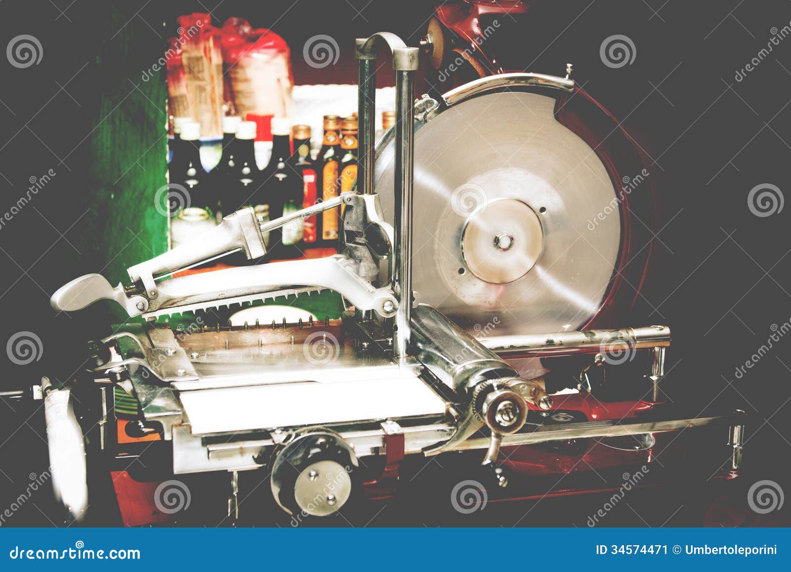 Restaurant slicer stock image. Image of meat, interior 34574471