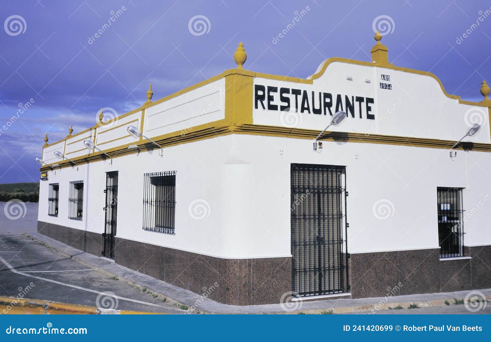 Exterior of a Restaurant in Spain Editorial Stock Image Image of side
