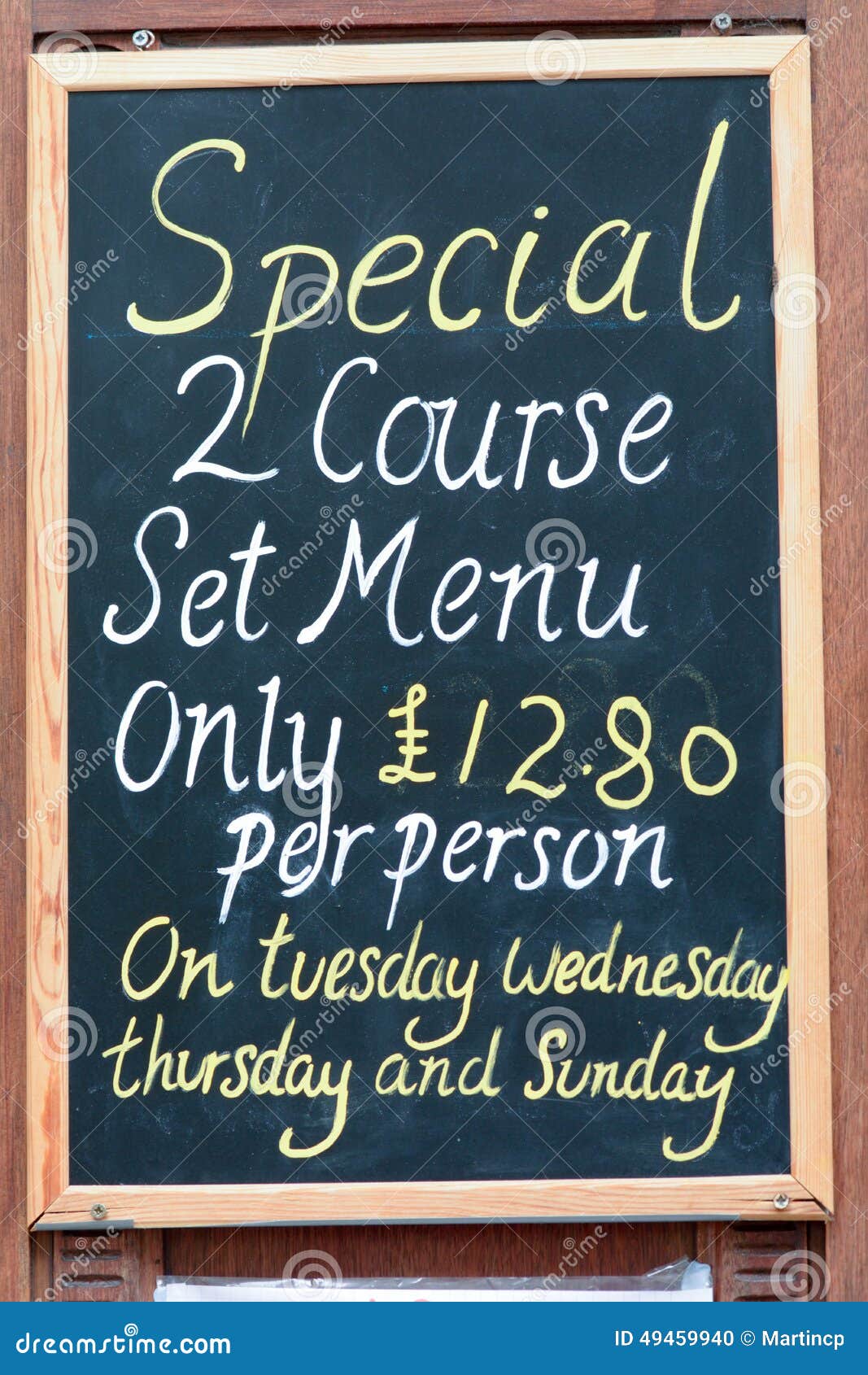 Restaurant specials sign stock photo. Image of menu, chalk 49459940