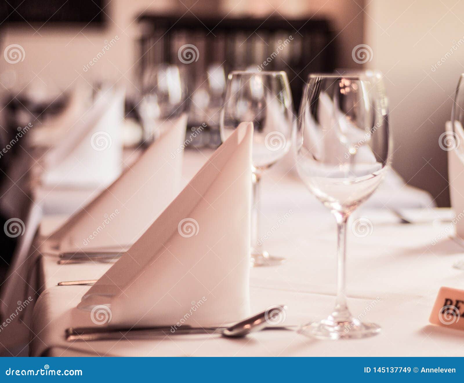 Restaurant Table Setting, Classic Interior Decor Stock Image - Image of