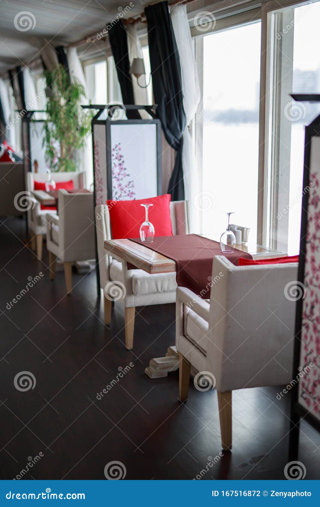 Restaurant Tables Stands at a Large Light Table Stock Photo Image of