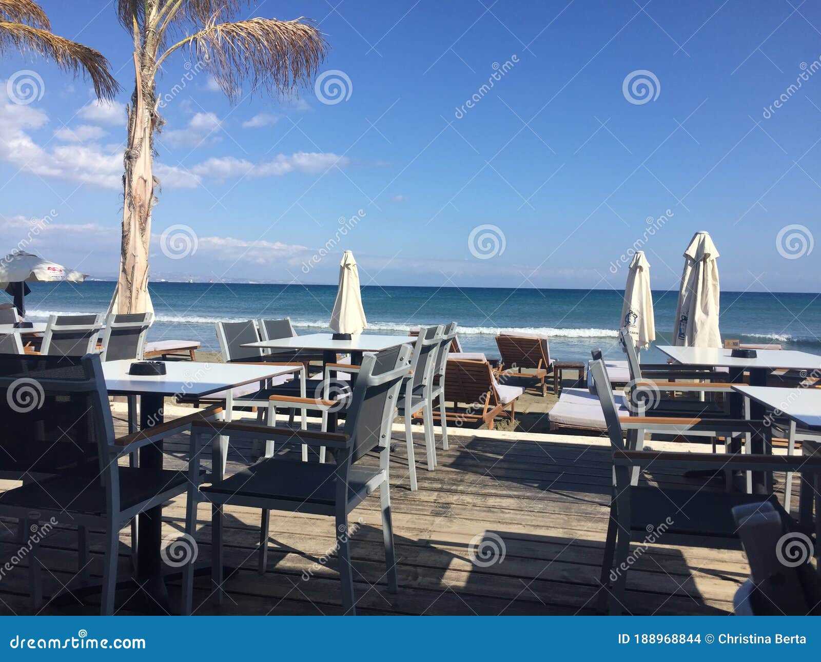 A Restaurant Terrace Overlooking the Sea in Cyprus Stock Photo - Image ...