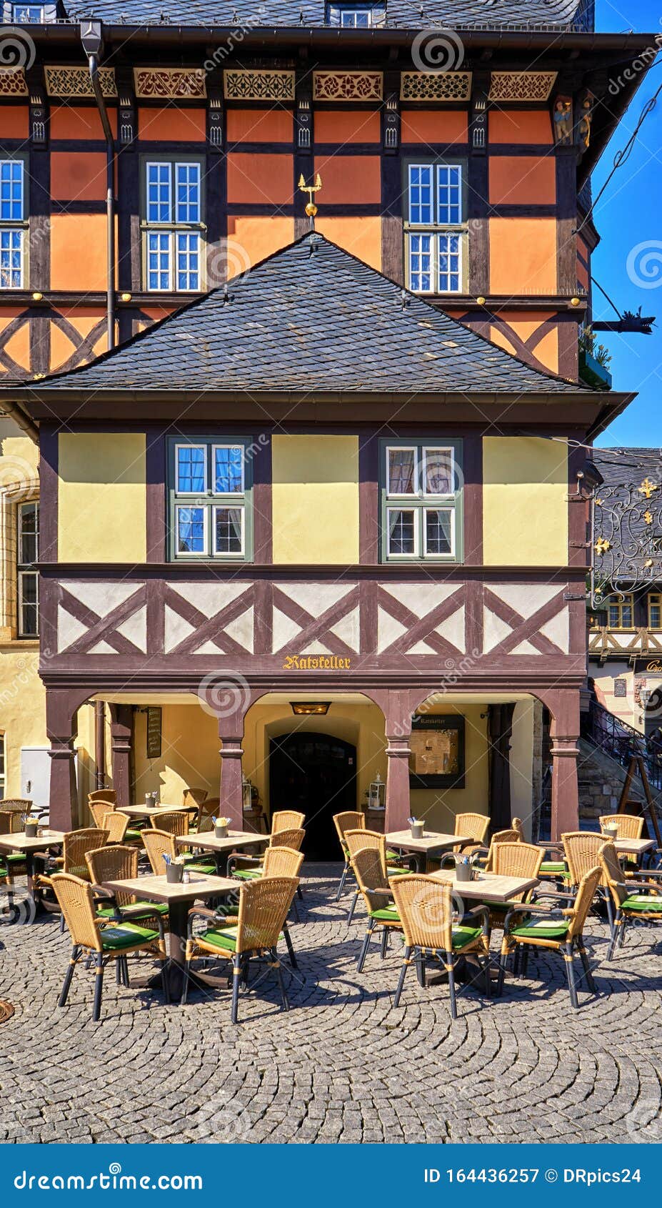 restaurante in an old historic half-timbered house in wernigerode. germany