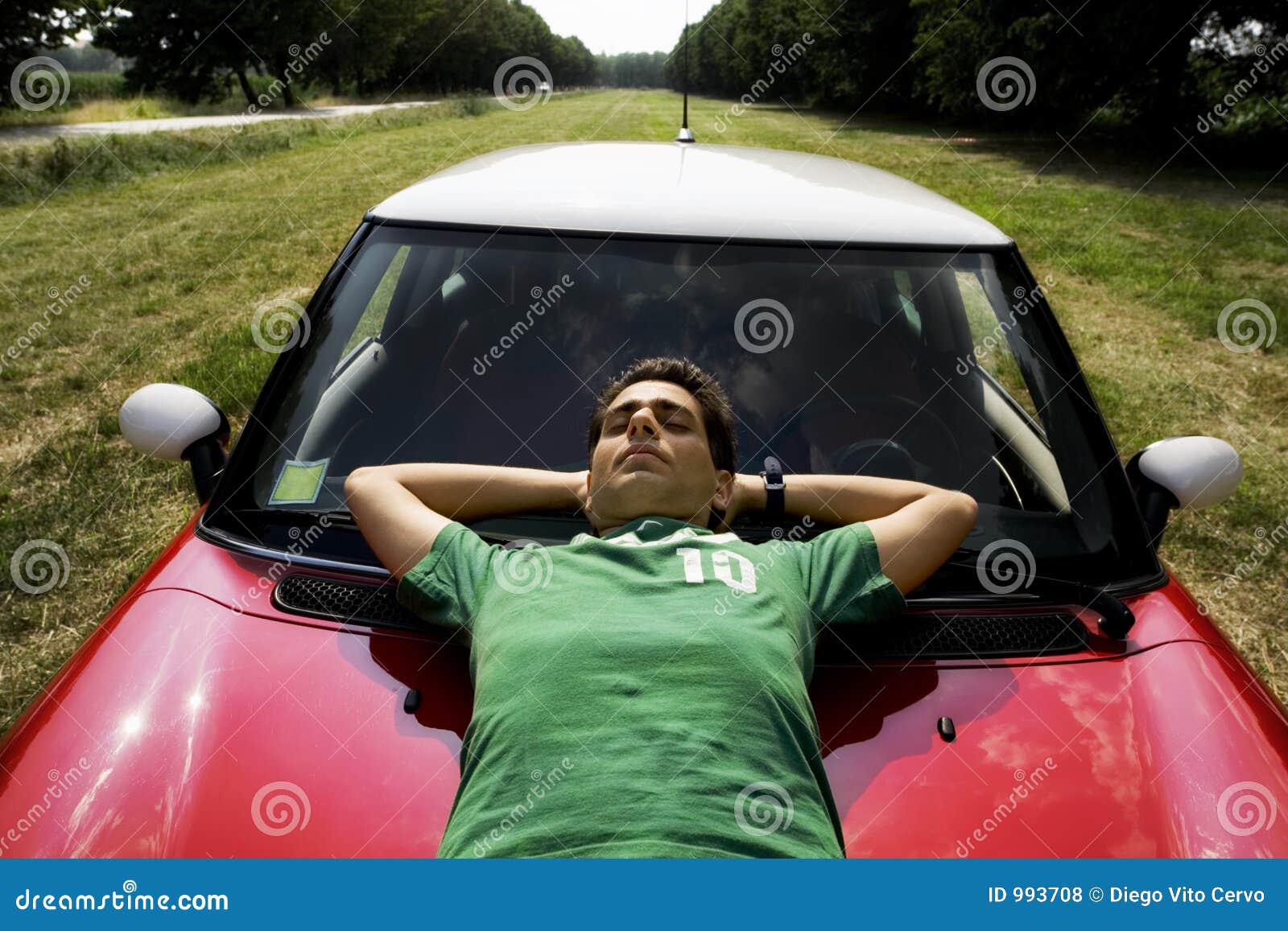 resting on a car
