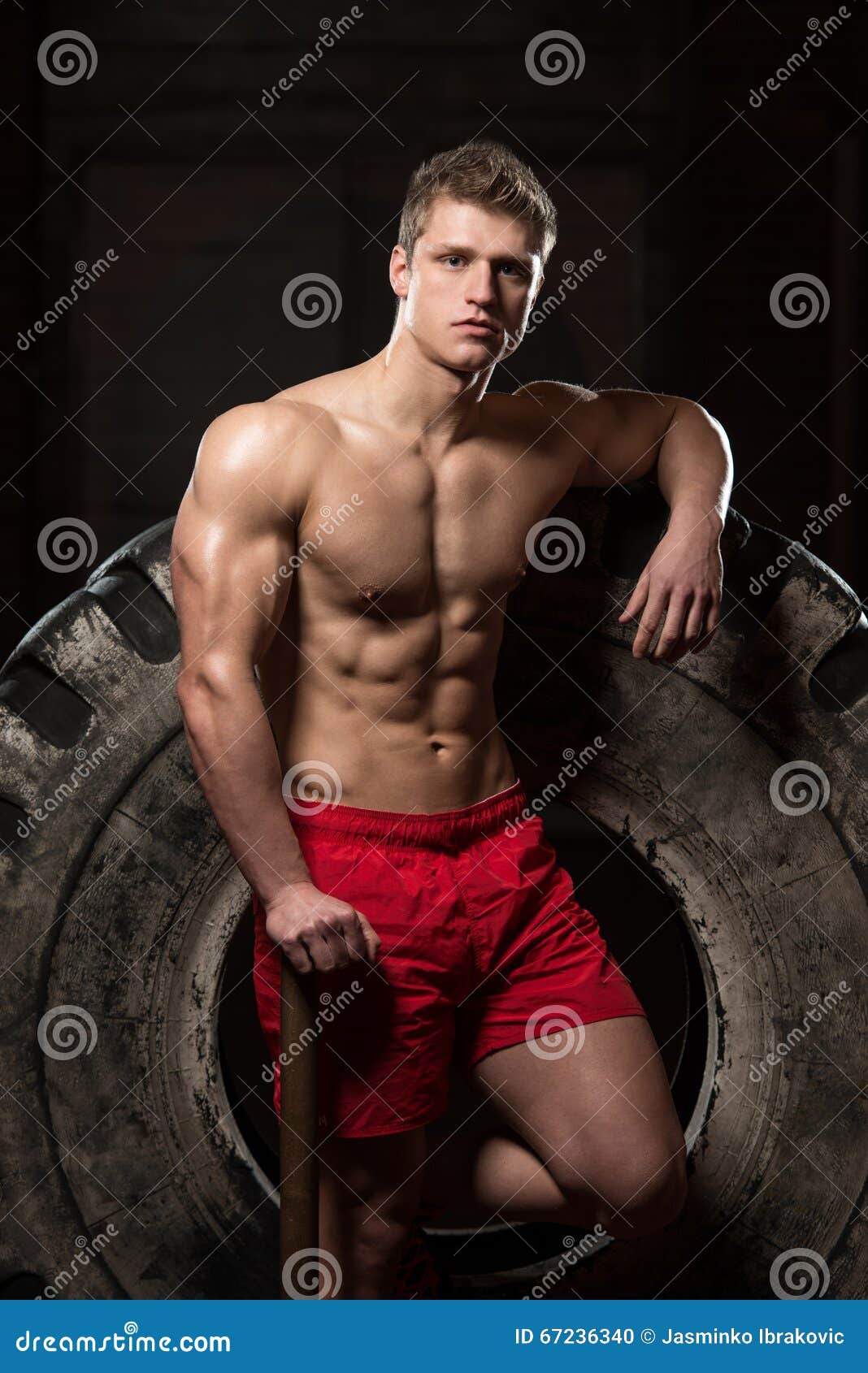 Resting after Hammer and Tractor Tire Exercise Stock Photo Image of