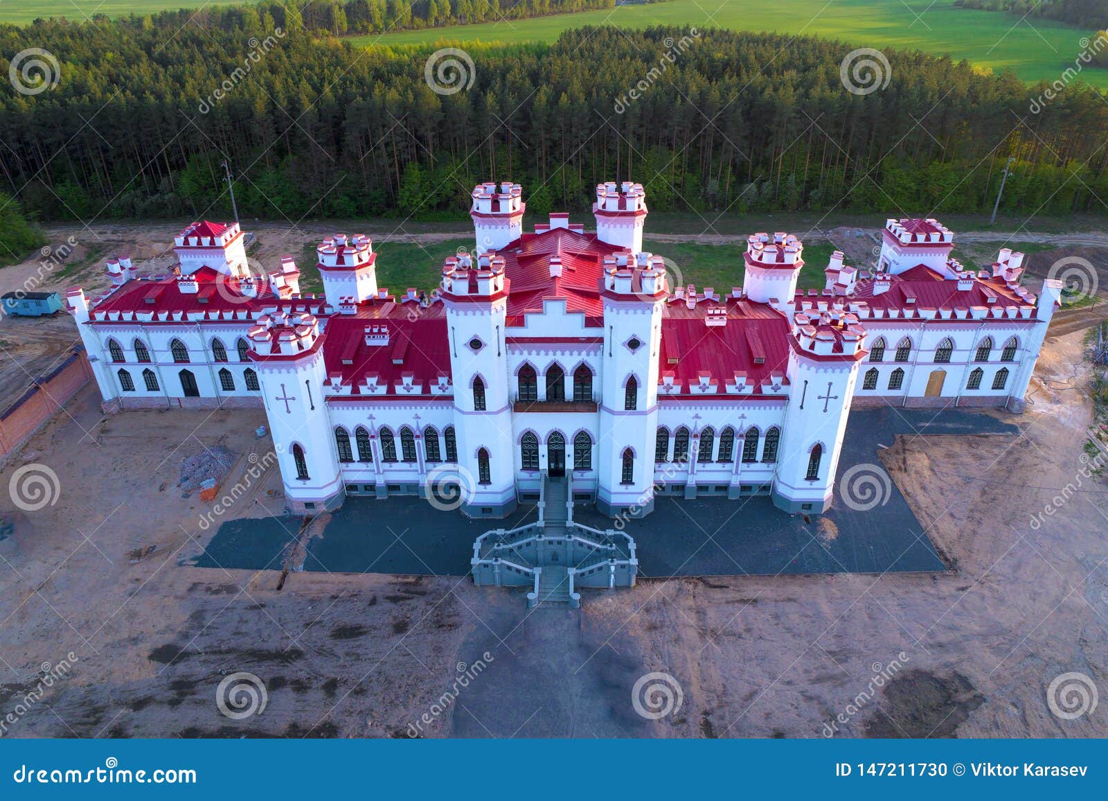 restored ancient castle-palace of puslovsky. kossovo, belarus