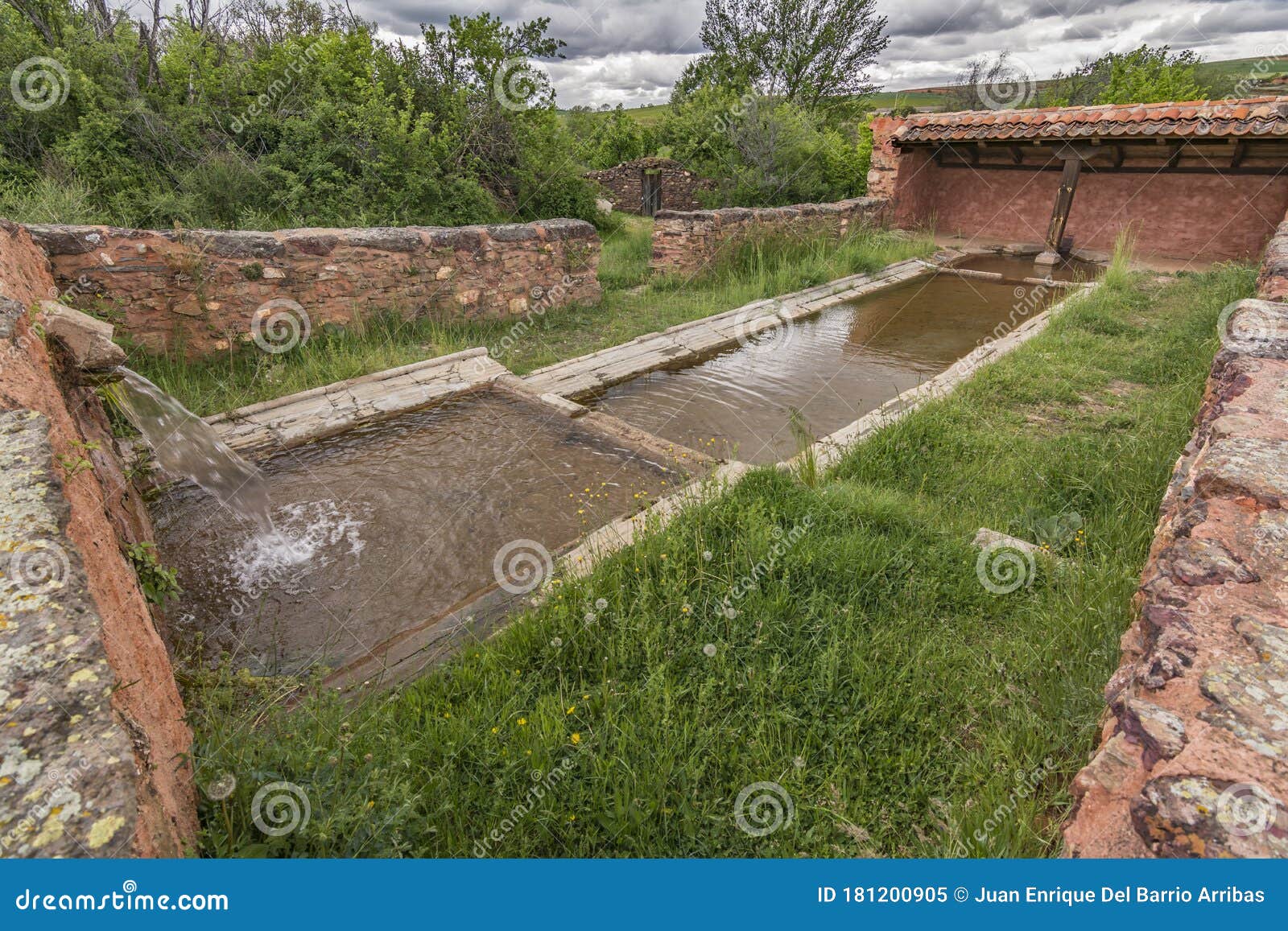 restored old buddle well preserved in madriguera red village in the province of segovia spain