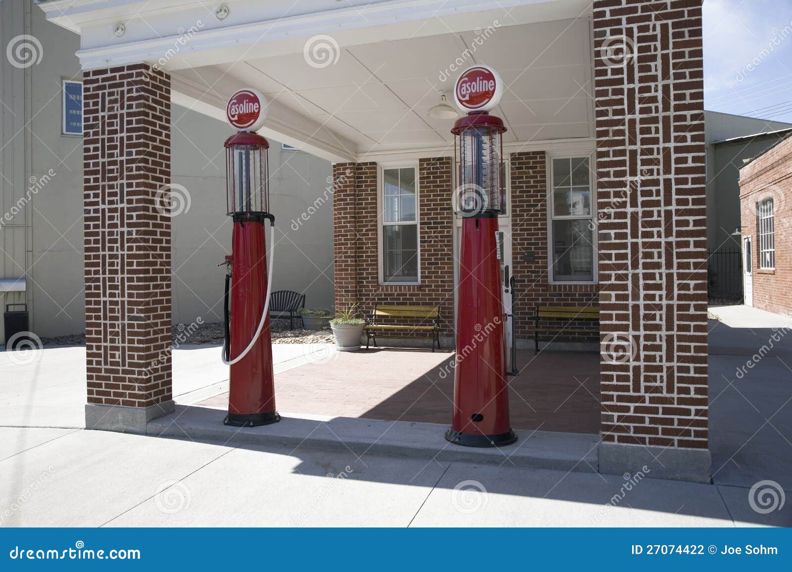 Restored old gas station editorial photography. Image of transportation
