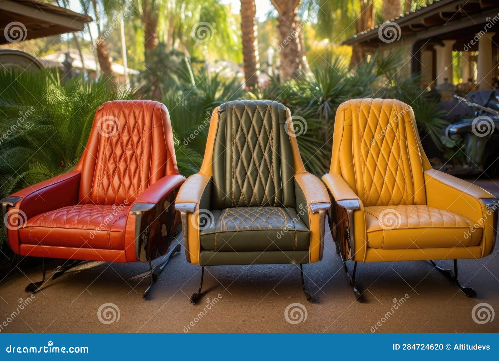 Restored Vintage Car Seats with Leather Upholstery Stock Illustration