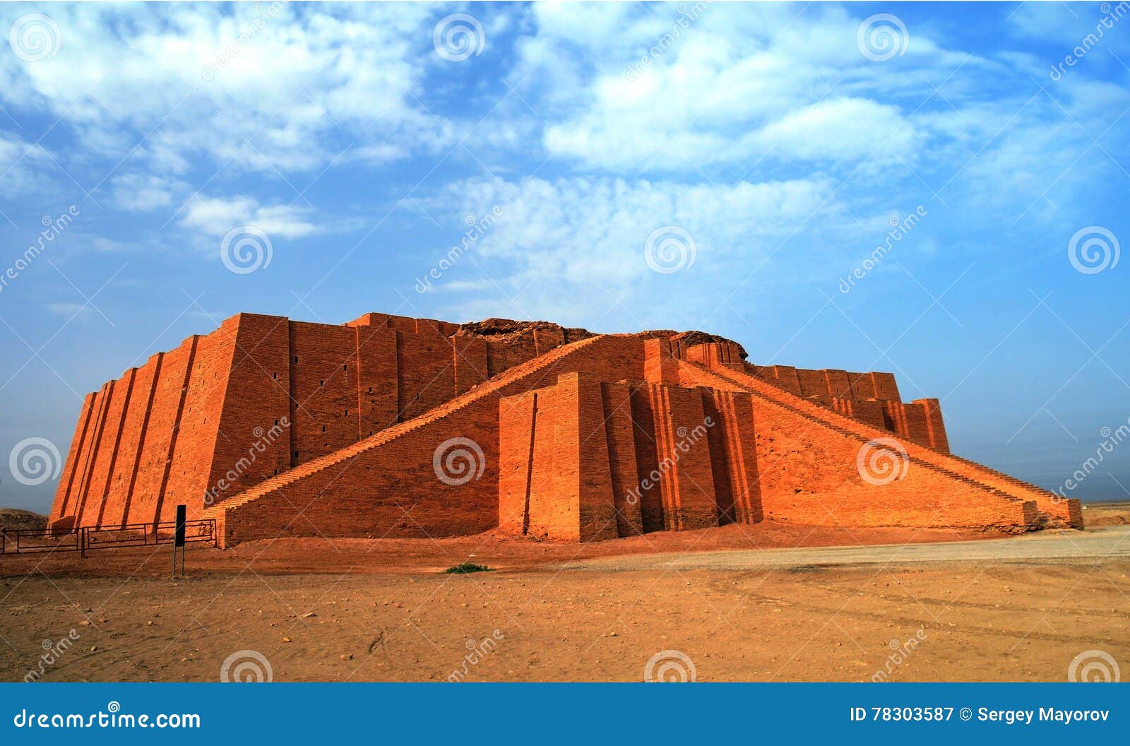 restored ziggurat in ancient ur, sumerian temple, iraq