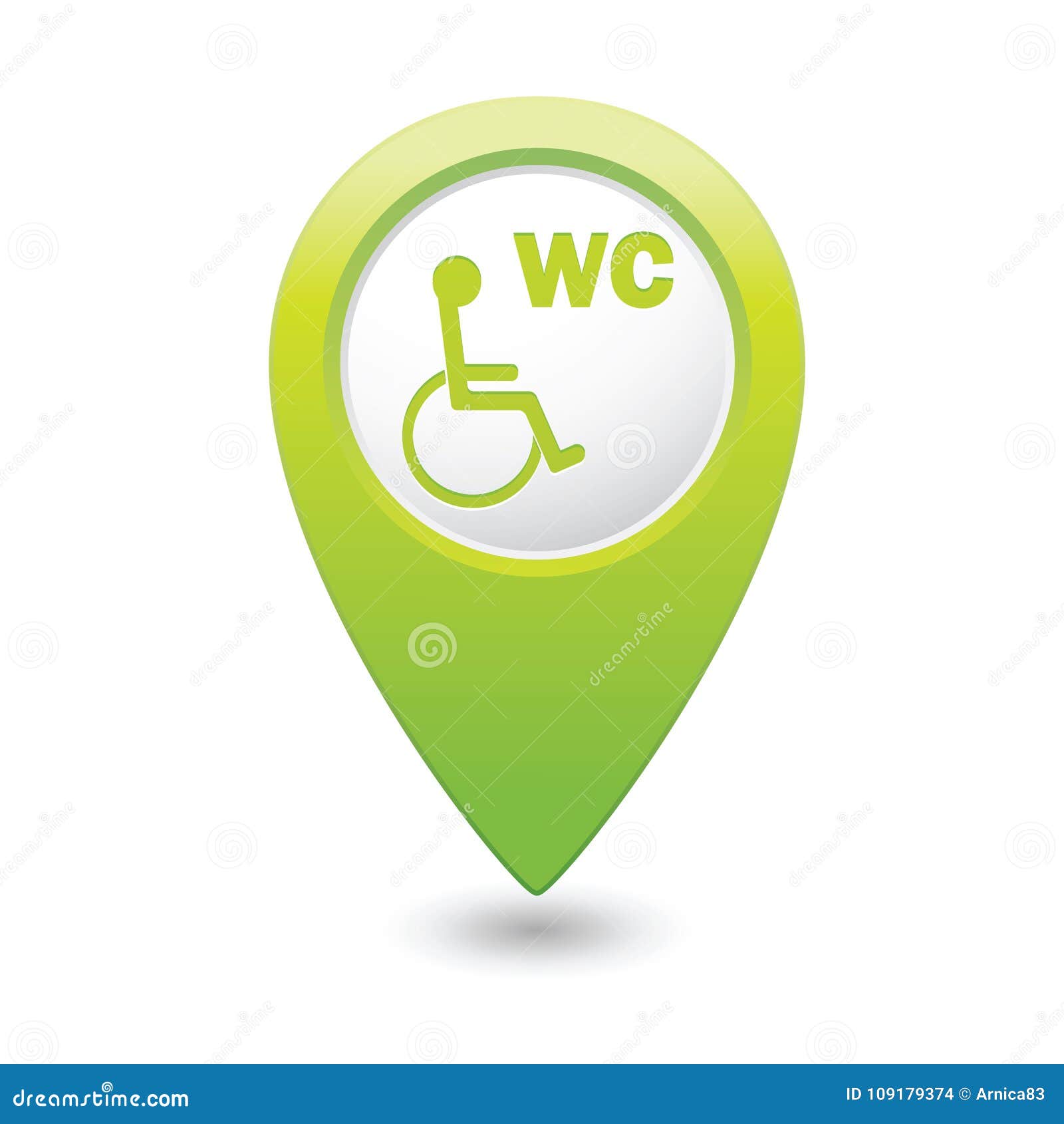 Restroom Icon and Wheelchair Symbol on the Map Pointer Stock Vector