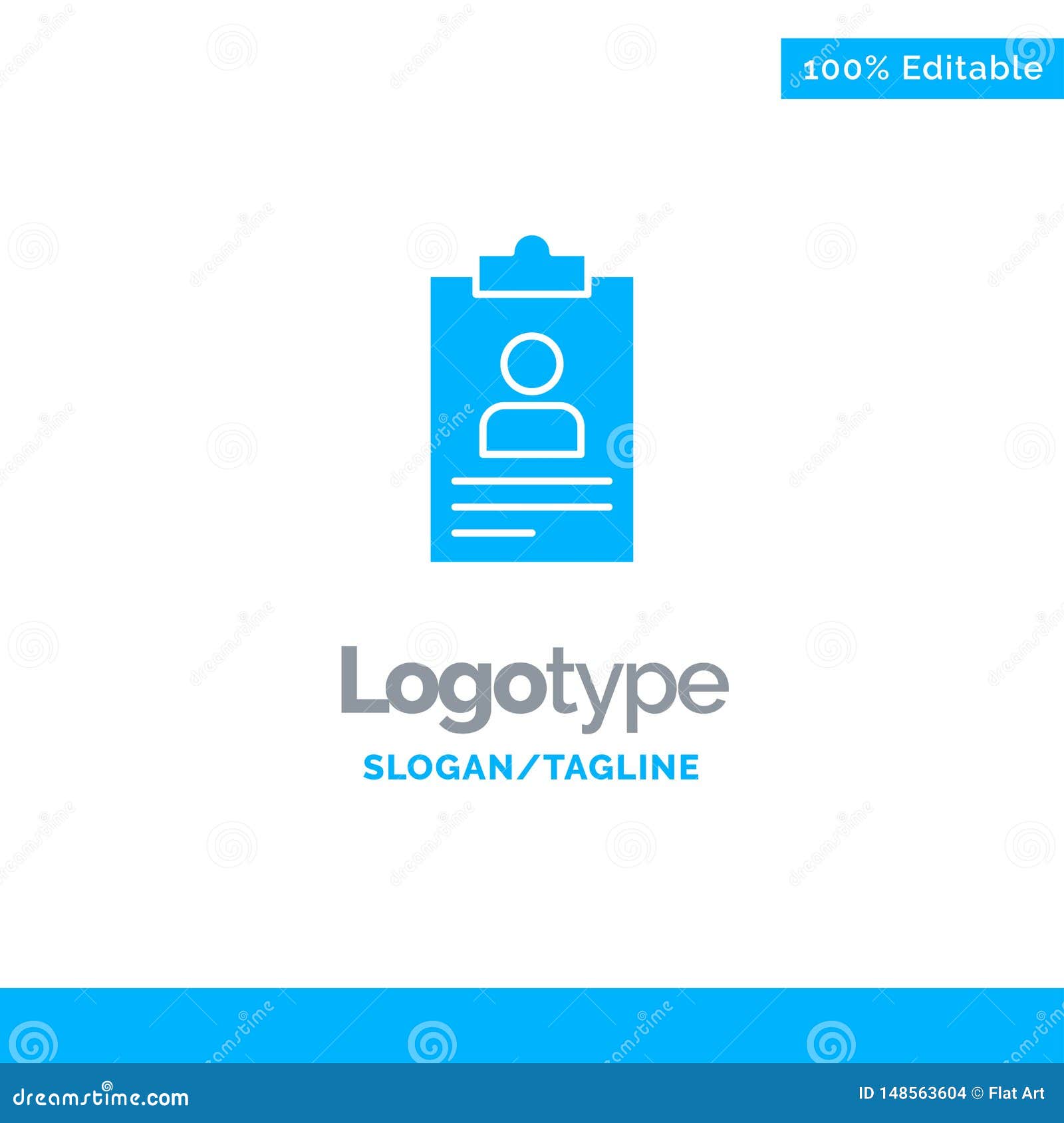 resume, application, clipboard, curriculum, cv blue solid logo template. place for tagline