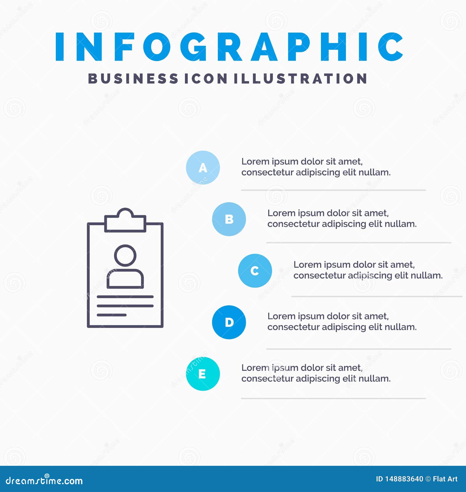 resume, application, clipboard, curriculum, cv line icon with 5 steps presentation infographics background