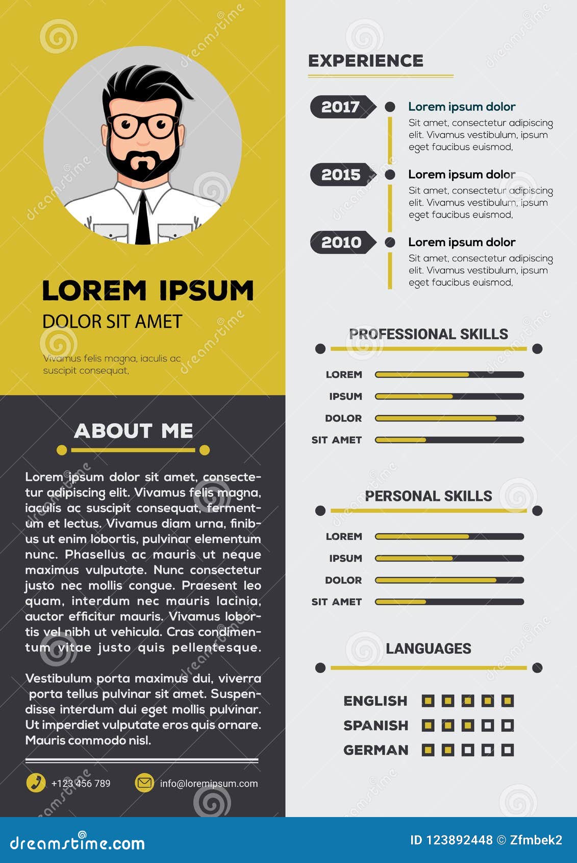 resume and cv template with nice design stock vector