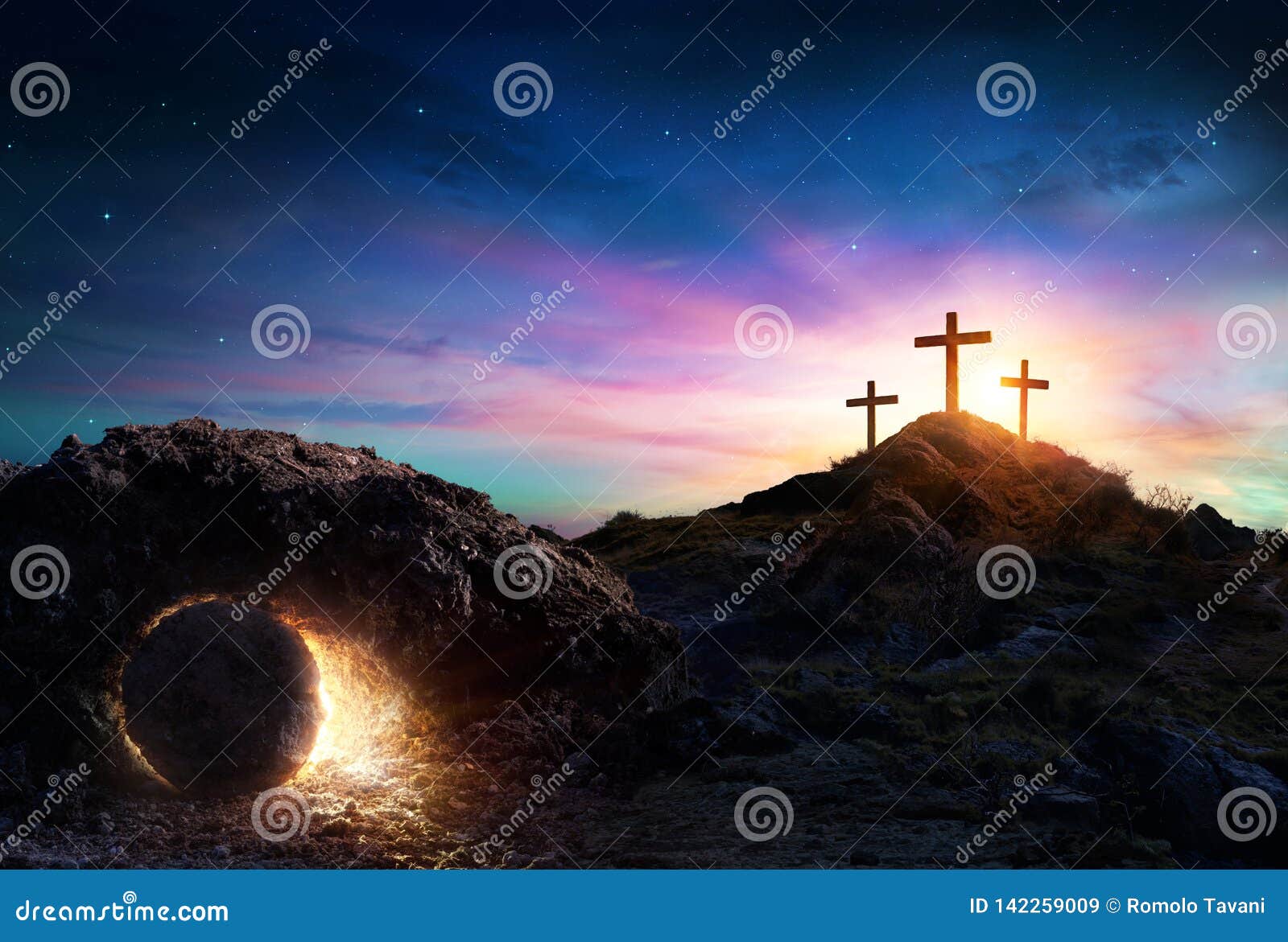 resurrection - tomb empty with crucifixion