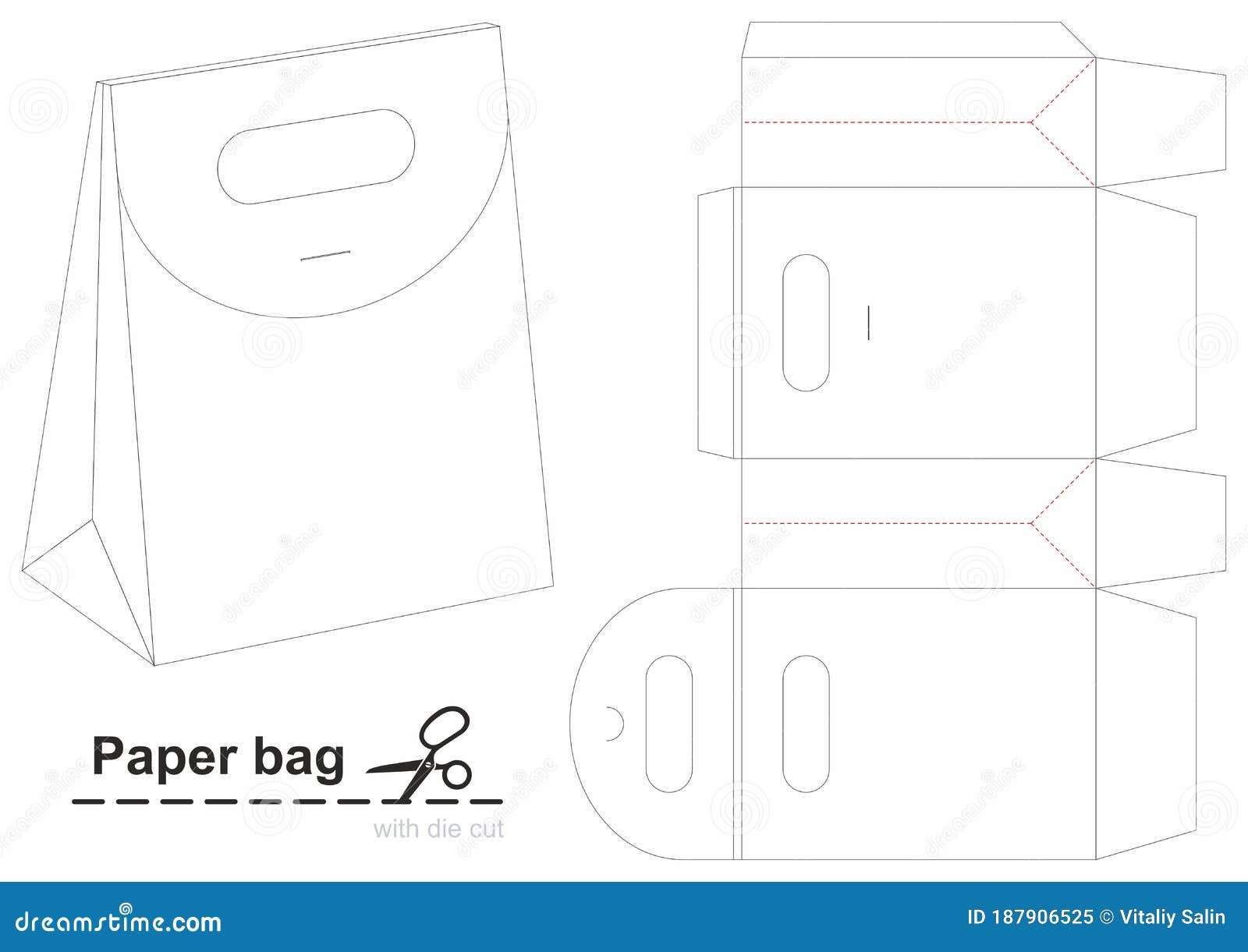 Retail Bag or Box with Die Cut Template. Children`s Handbag Toy. Box ...