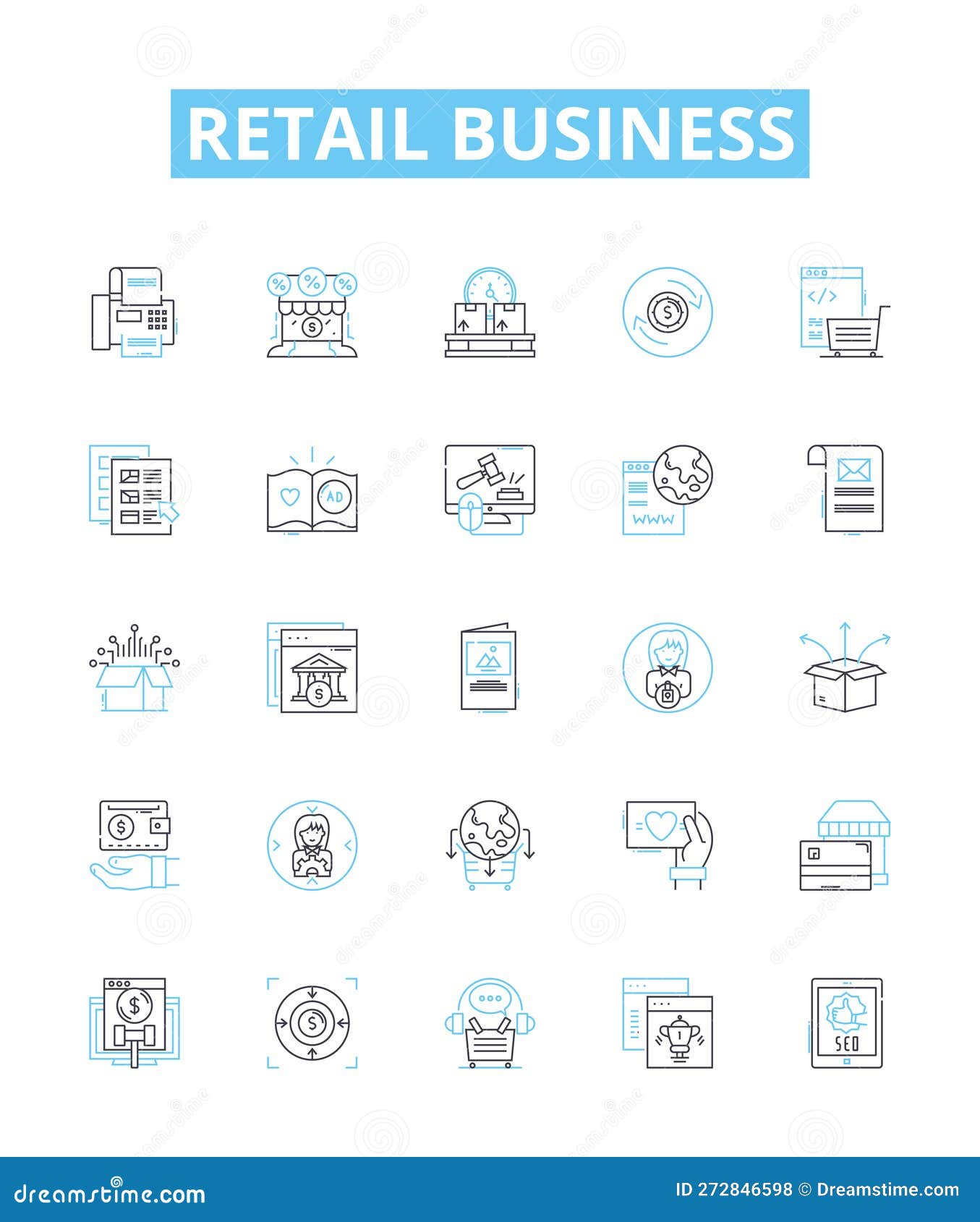 Retail Business Vector Line Icons Set Shops Retailers Merchandise