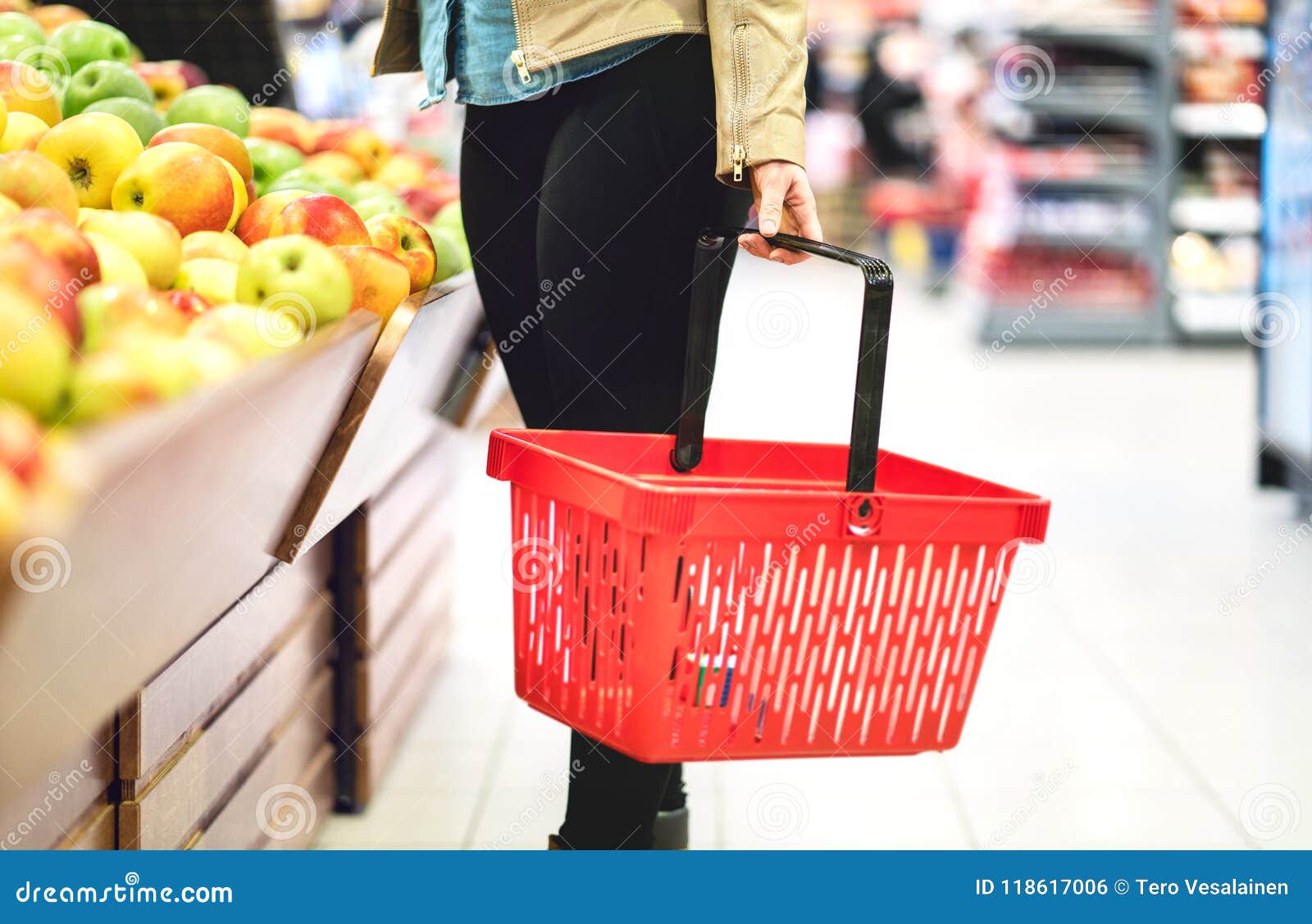 retail, sale and consumerism concept. customer in supermarket.