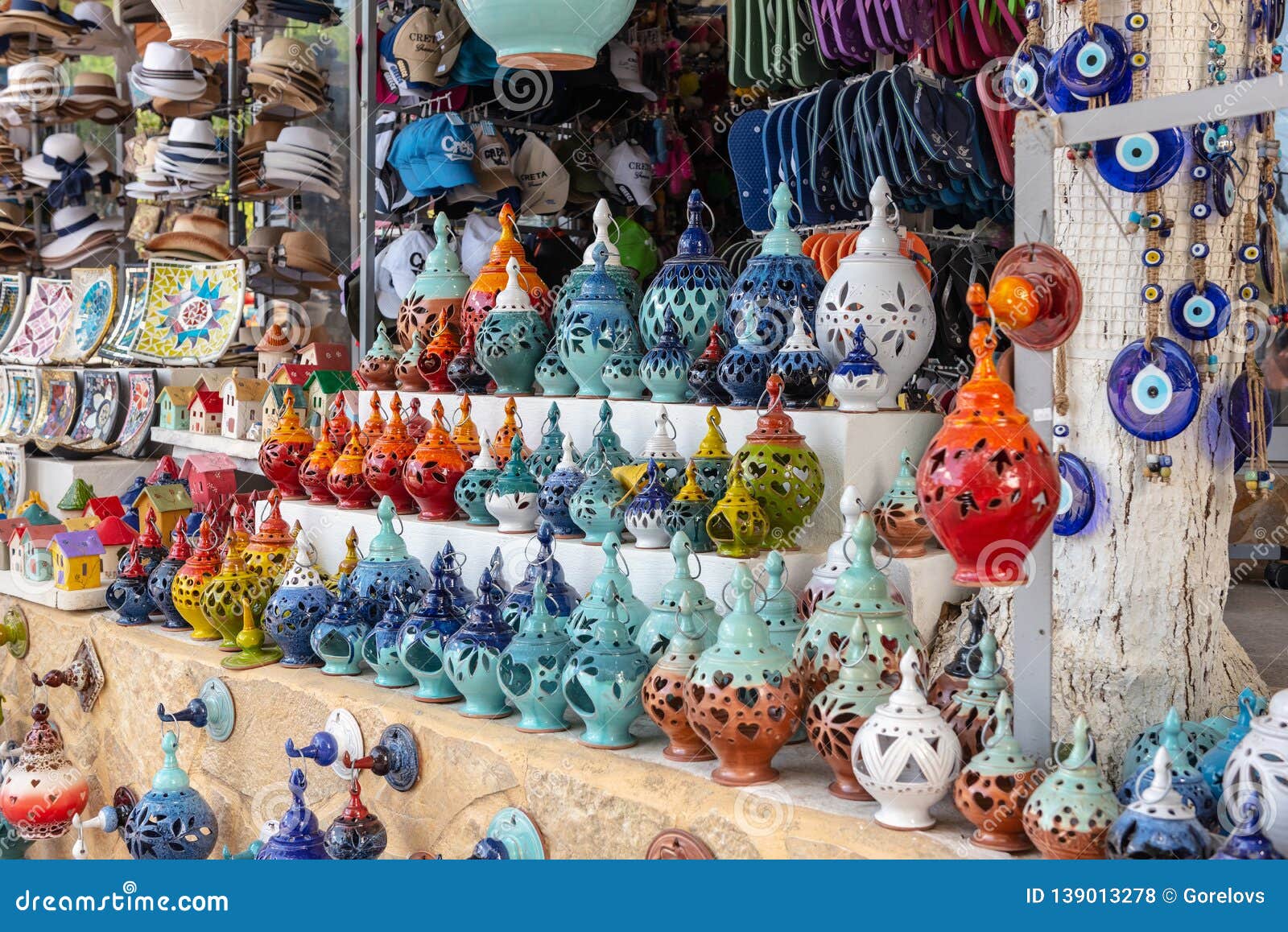 Exterior Of Small Greek Gift Shop, Located Near Kournas Lake Editorial Stock Photo - Image of ...