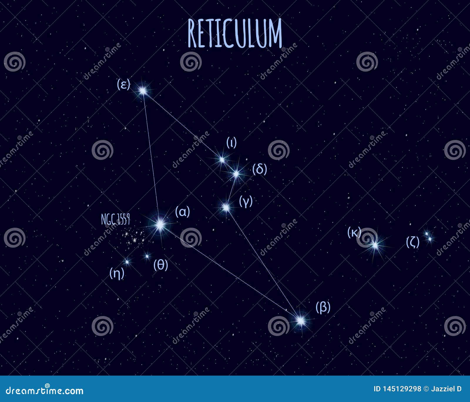 reticulum constellation,   with basic stars