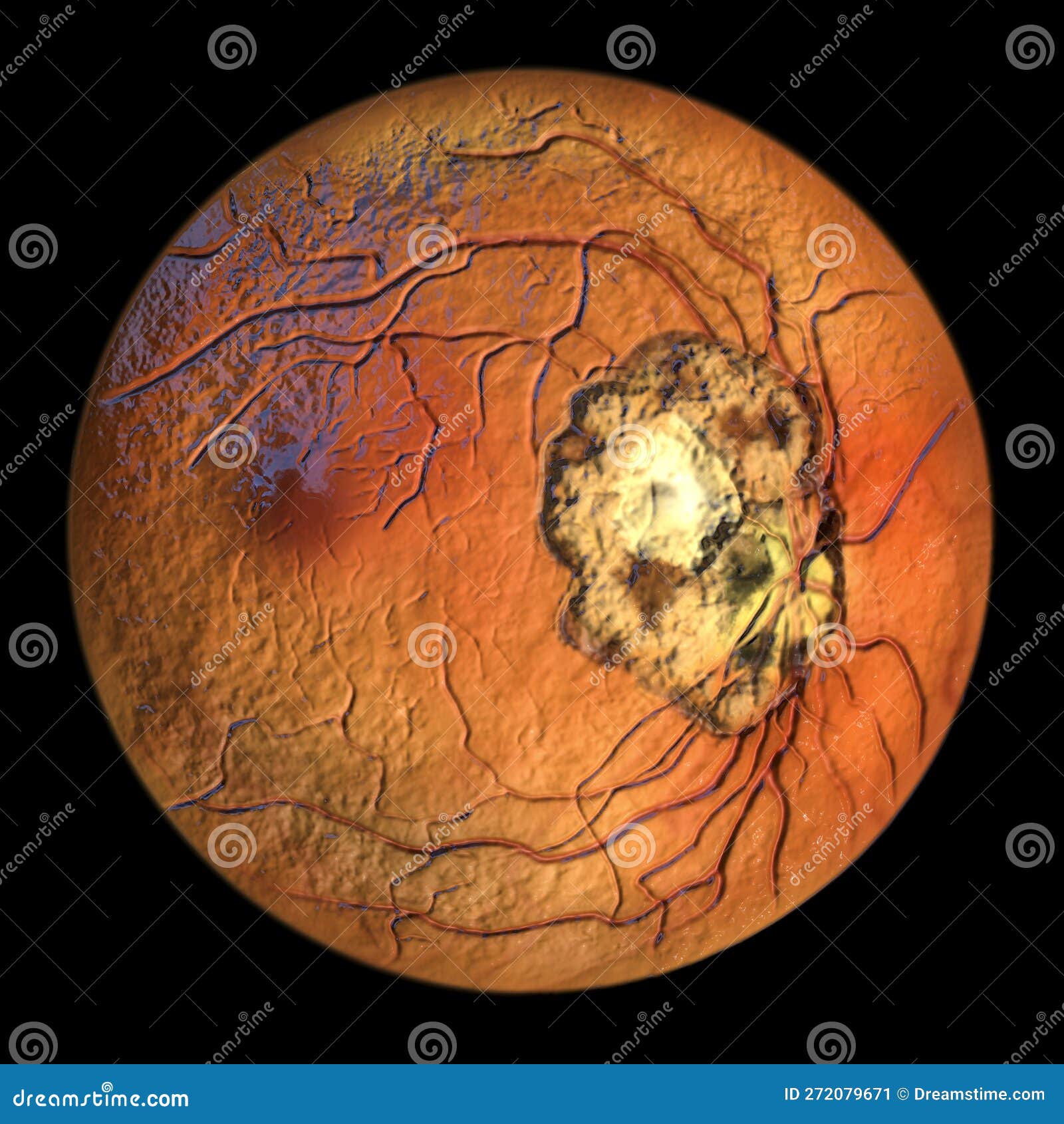 retinal scar caused by a toxoplasma gondii infection, or toxoplasmosis, 3d 