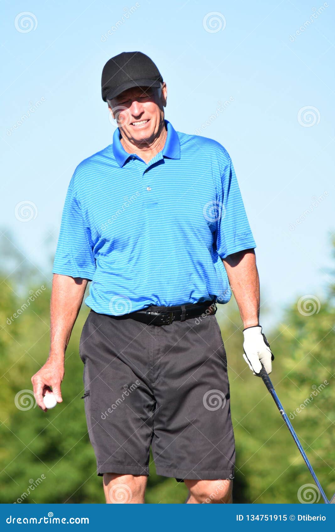 Retired Athletic Man and Happiness with Golf Club Stock Image - Image ...