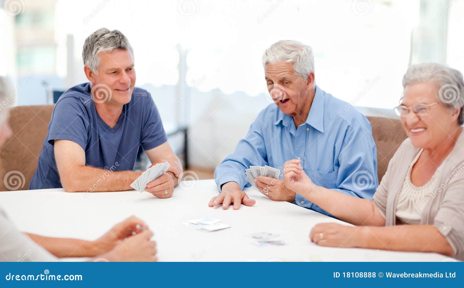 Retired People Playing Cards Together Stock Photo - Image of home ...