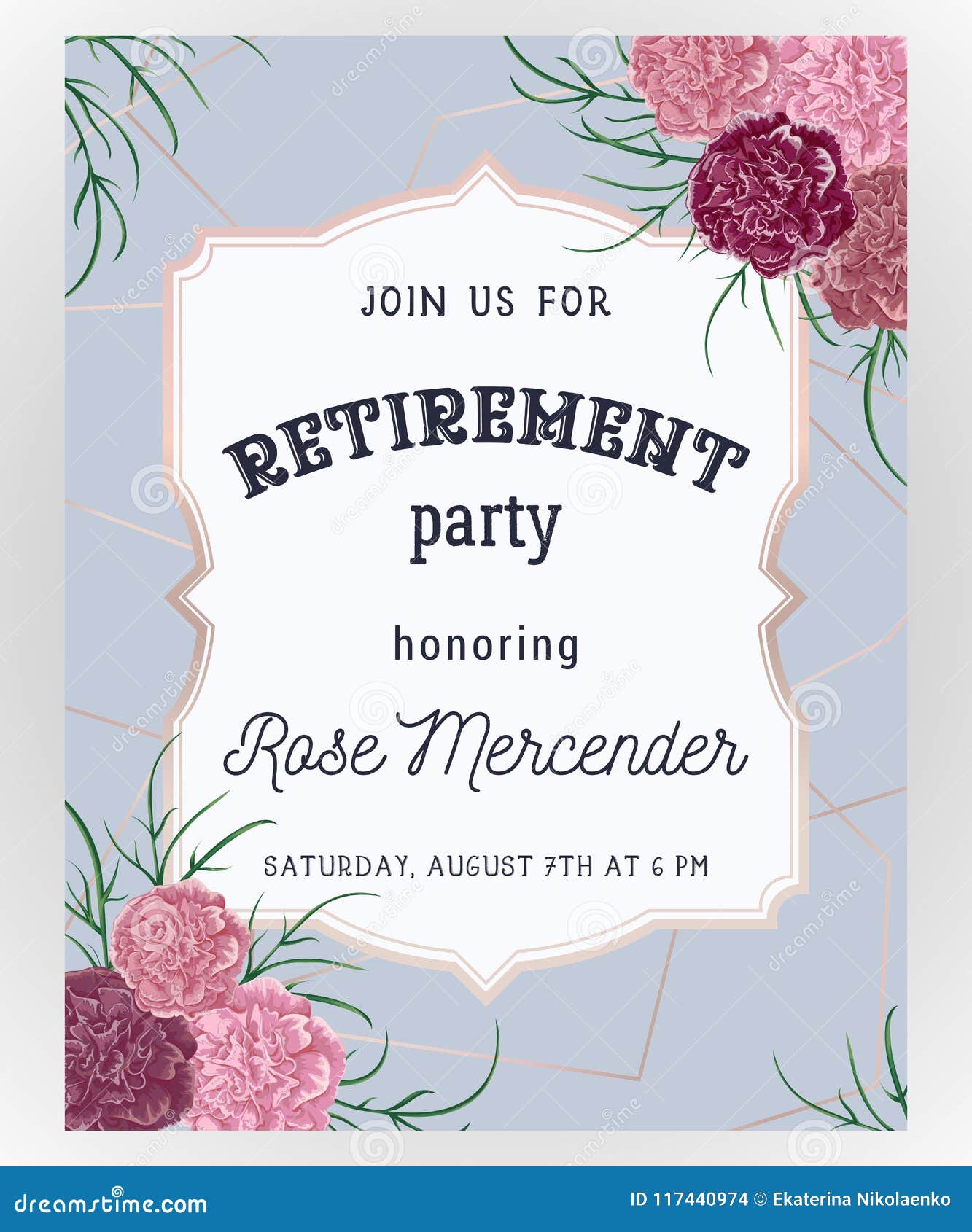 Retirement Party Invitation. Design Template with Rose Gold In Retirement Flyer Template