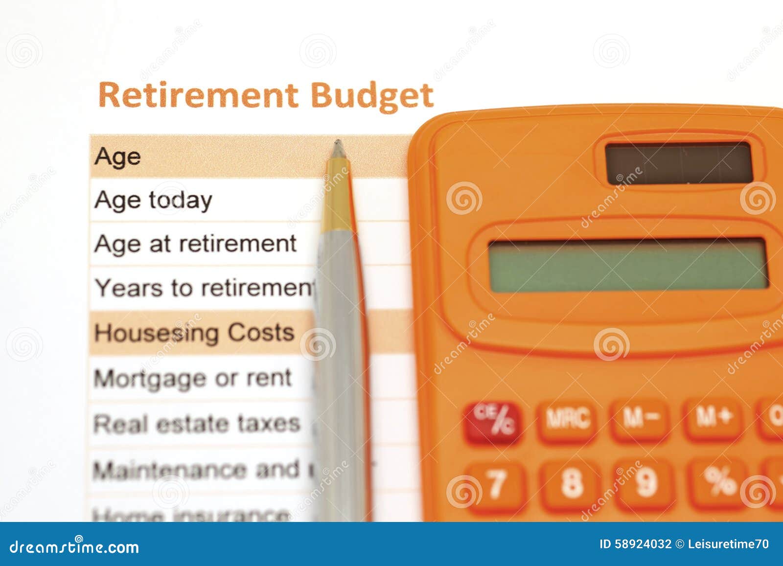 Retirement Plan Document with Pen and Calculator Stock Photo Image of