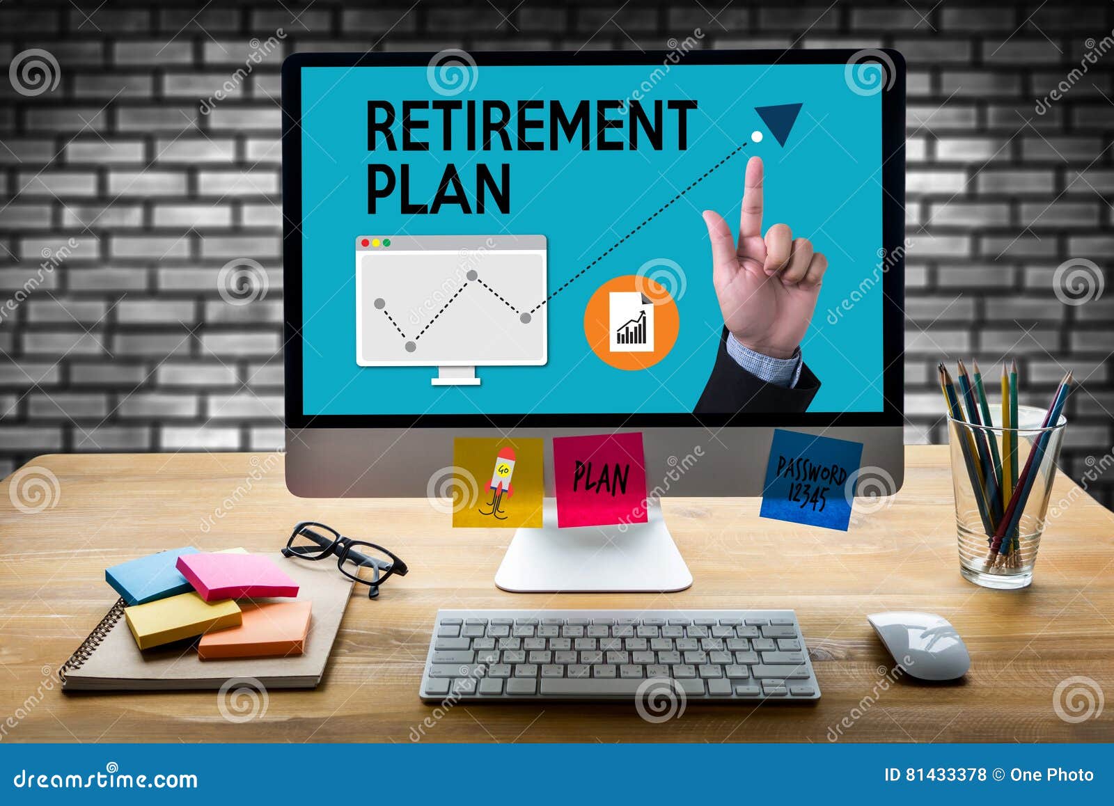 RETIREMENT PLAN Savings Senior Retirement Plan Pen Stock Illustration - of notebook: 81433378